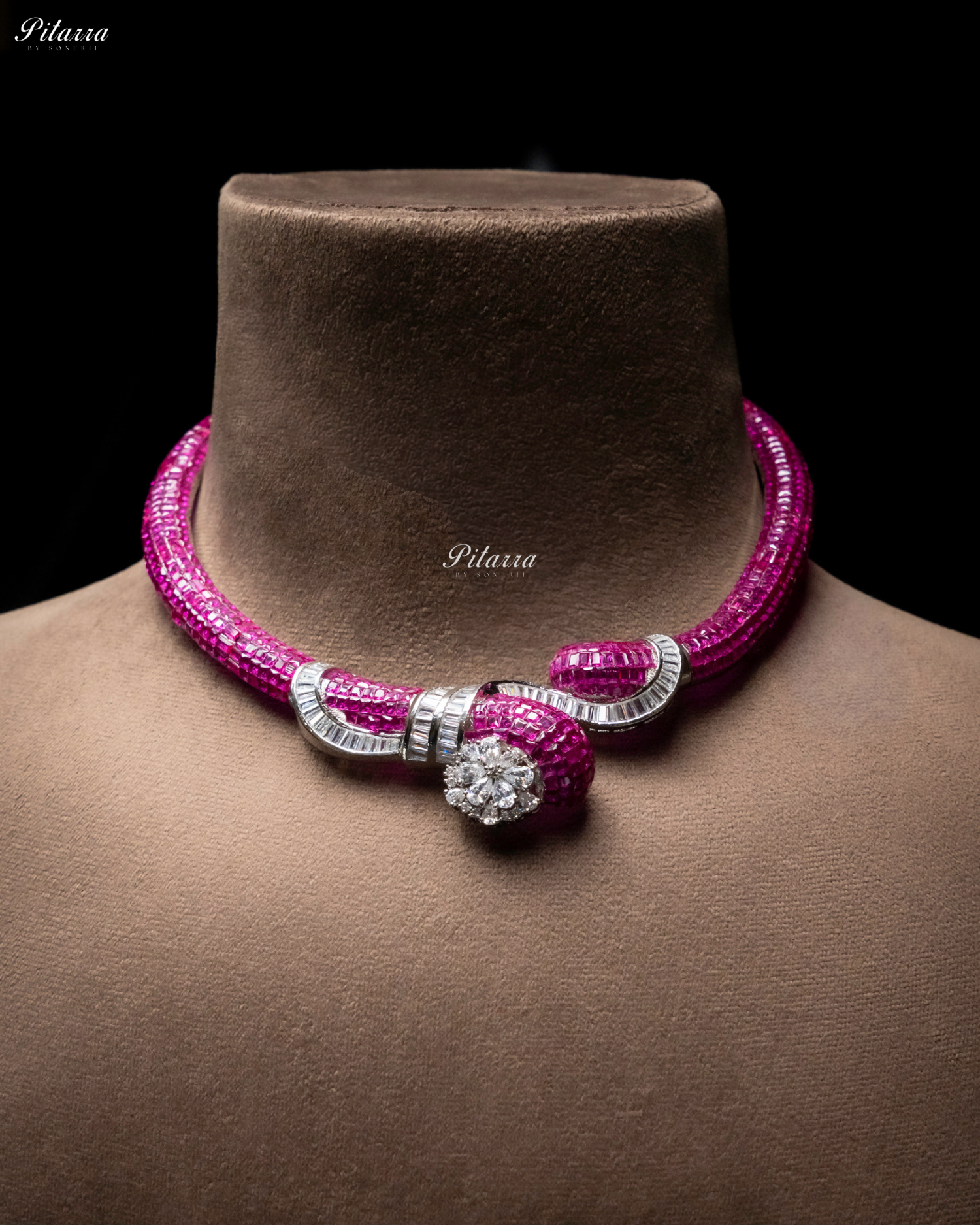 Pink Unique Style Pitarra Crystal Choker Set