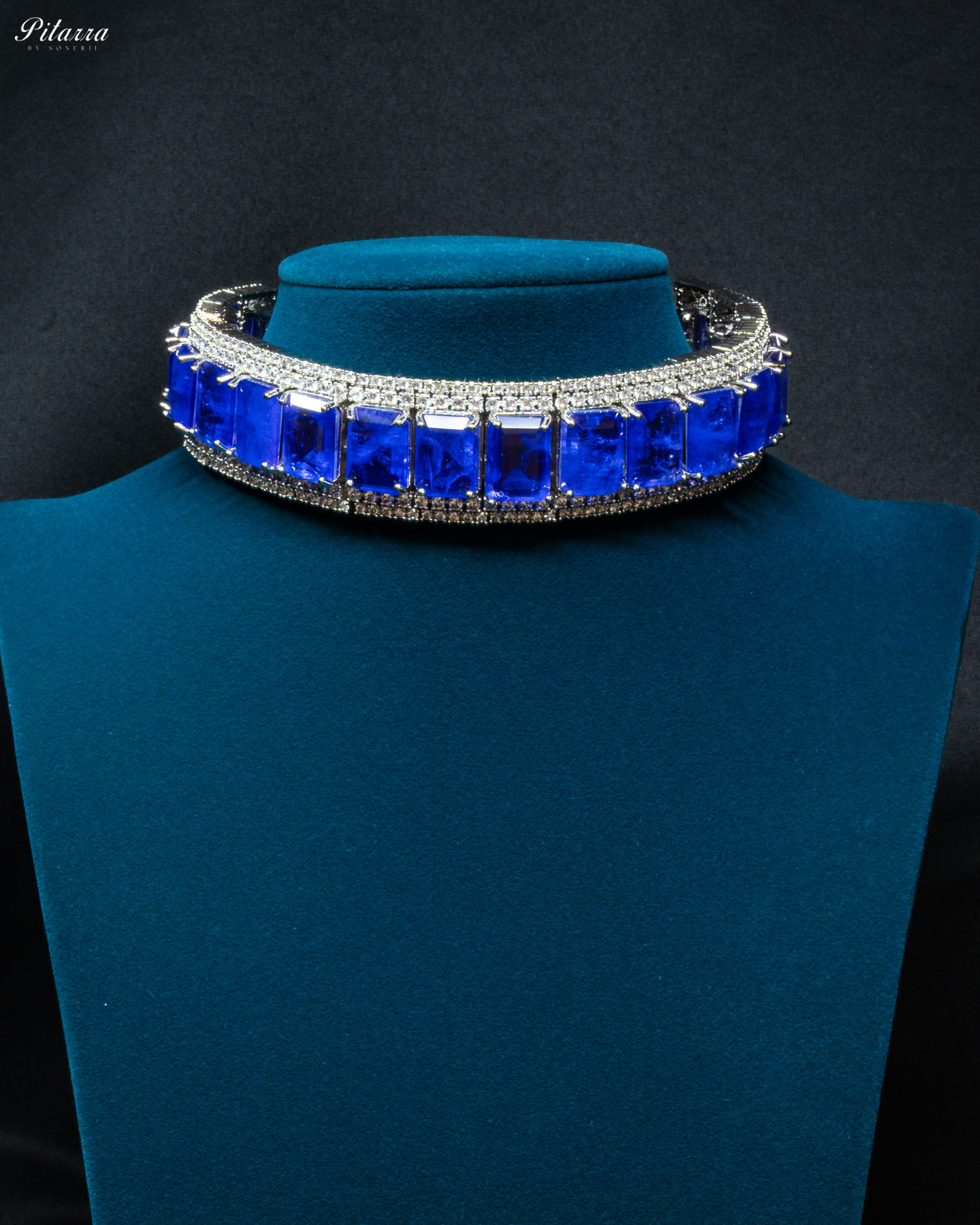 Premium Blue Stone Silver Doublet Choker