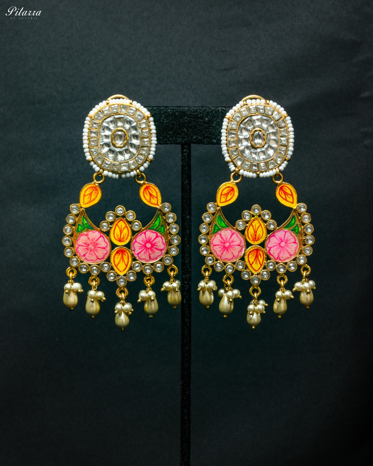 Pink Meenakari Chandbaliyan Earrings