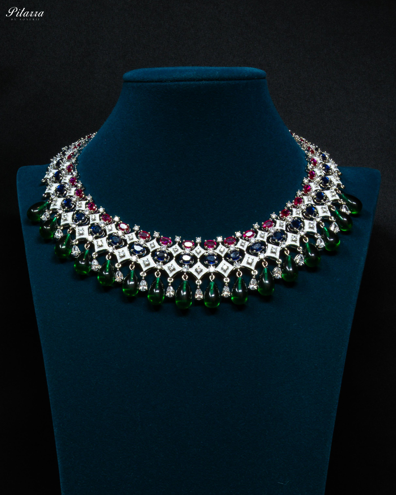 Multicolor Silver CZ Stone Crystal Necklace Set