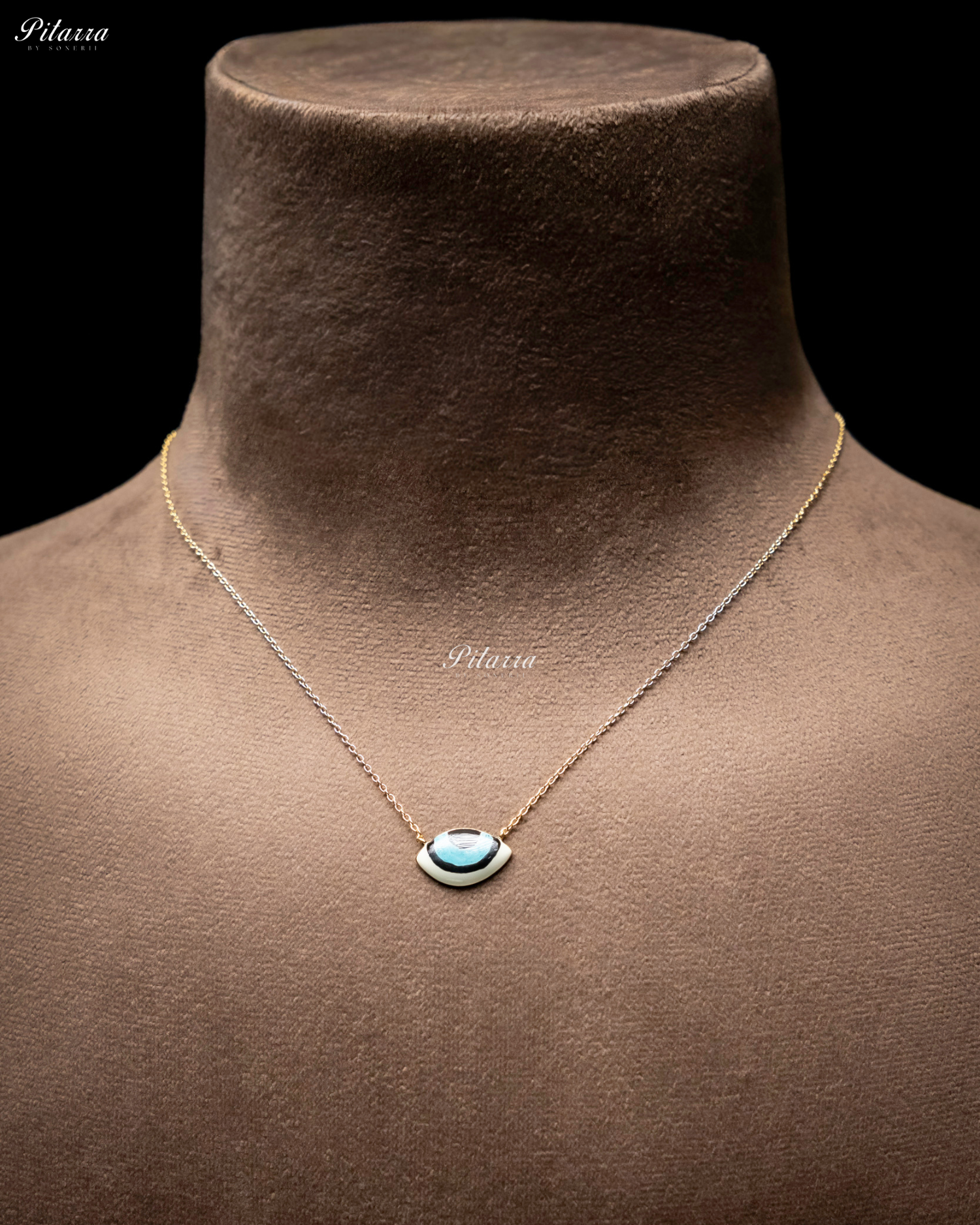 Blue Evil Eye Gold Chain 92.5 Silver Necklace Set