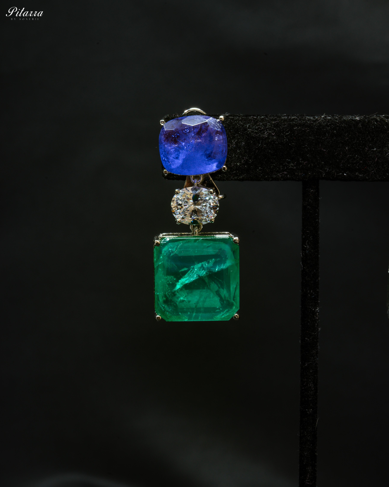 Silver Finish Green Square Crystal Necklace Set