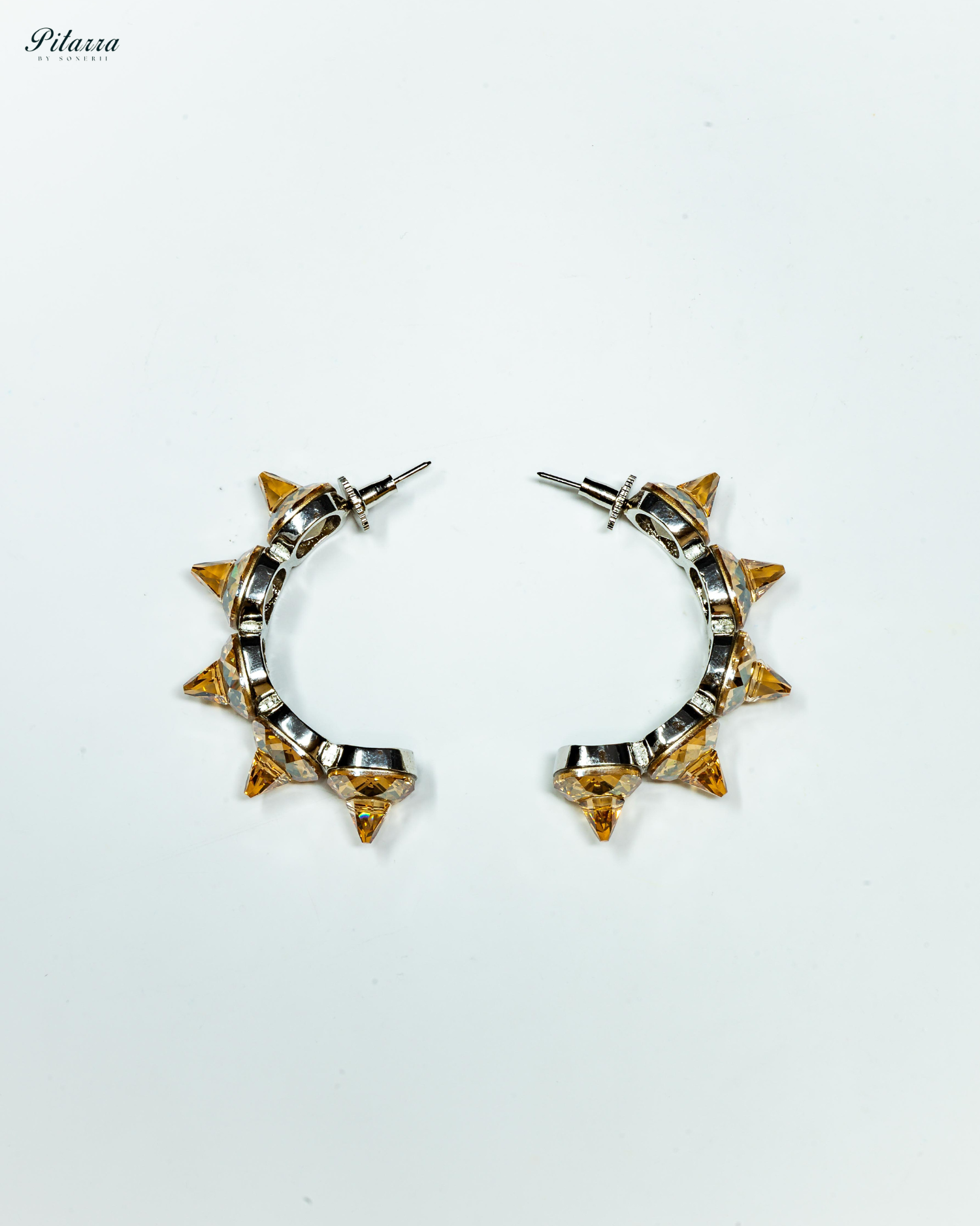 Yellow Stone Pyramid Cut Crystal Dangle Earrings