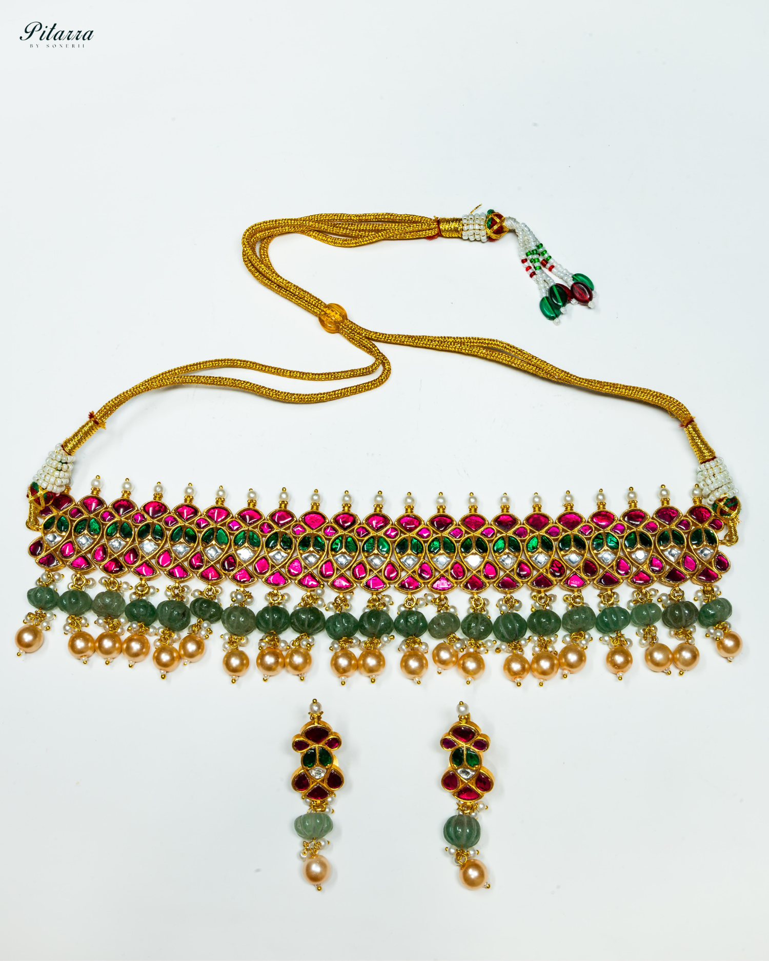Multicolor Stone Pearls Meenkari Kundan Choker Set