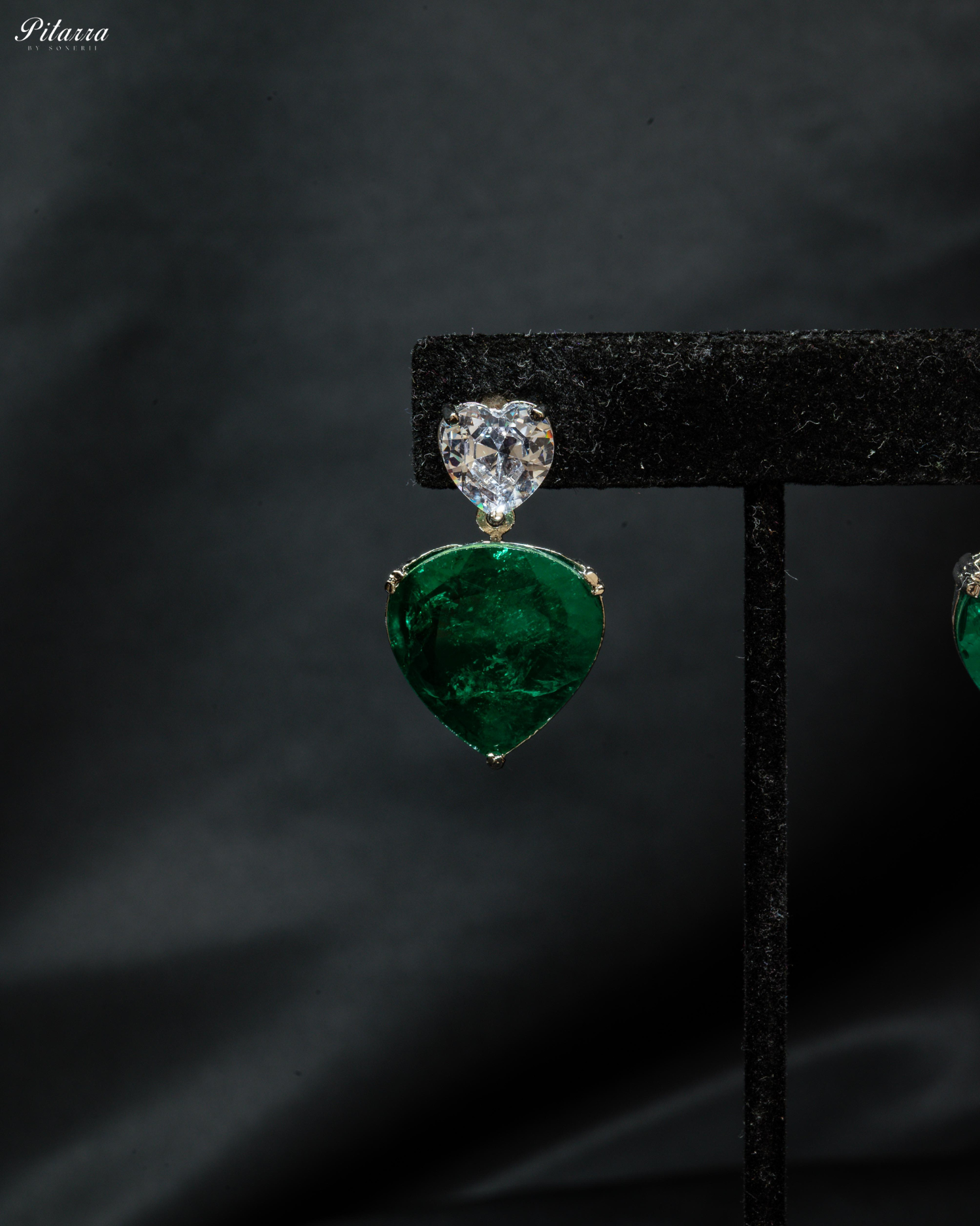 Emerald Drop Stone Centred CZ Necklace Set