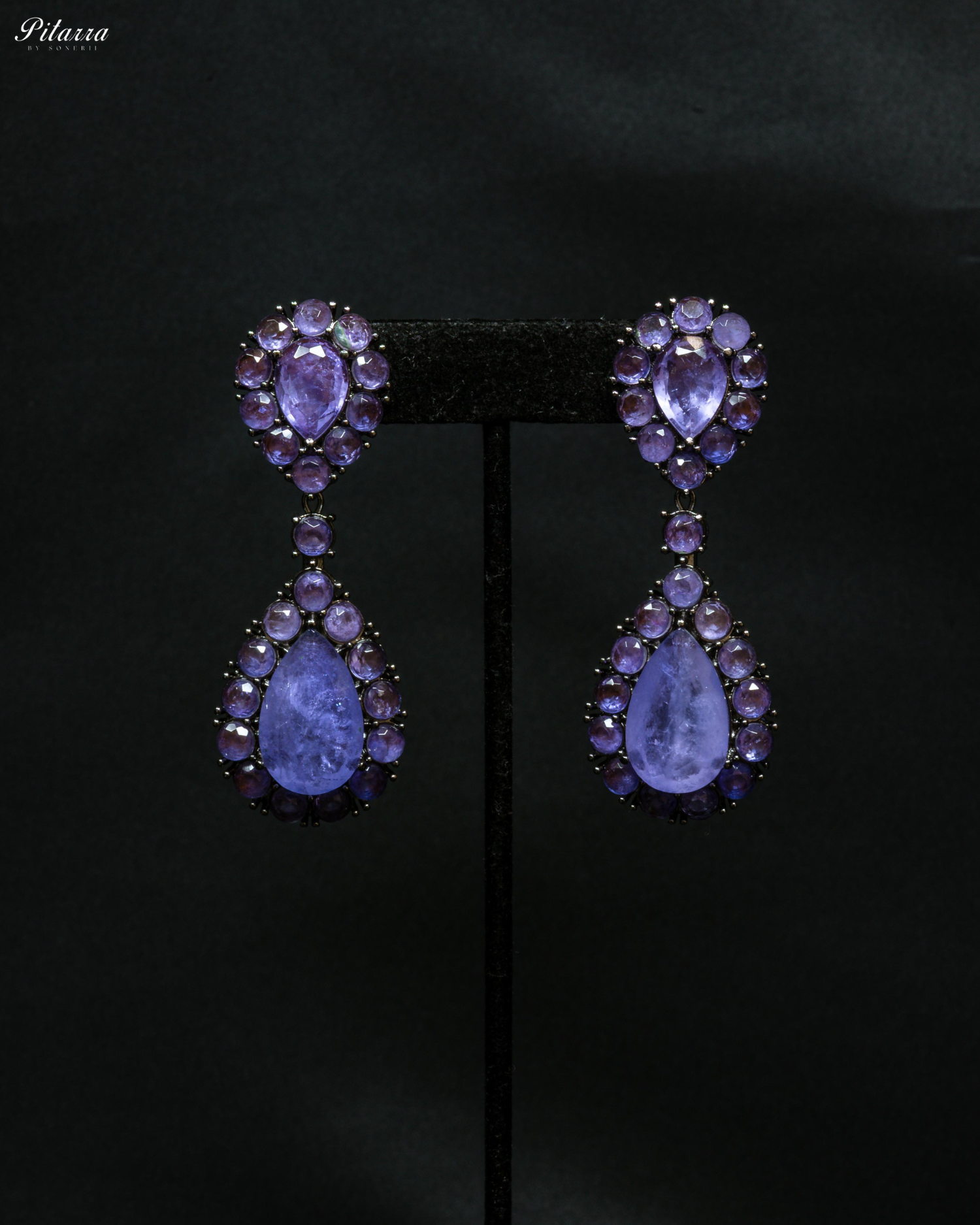 Blue Drop Doublet CZ Crytsal Dangle Earrings