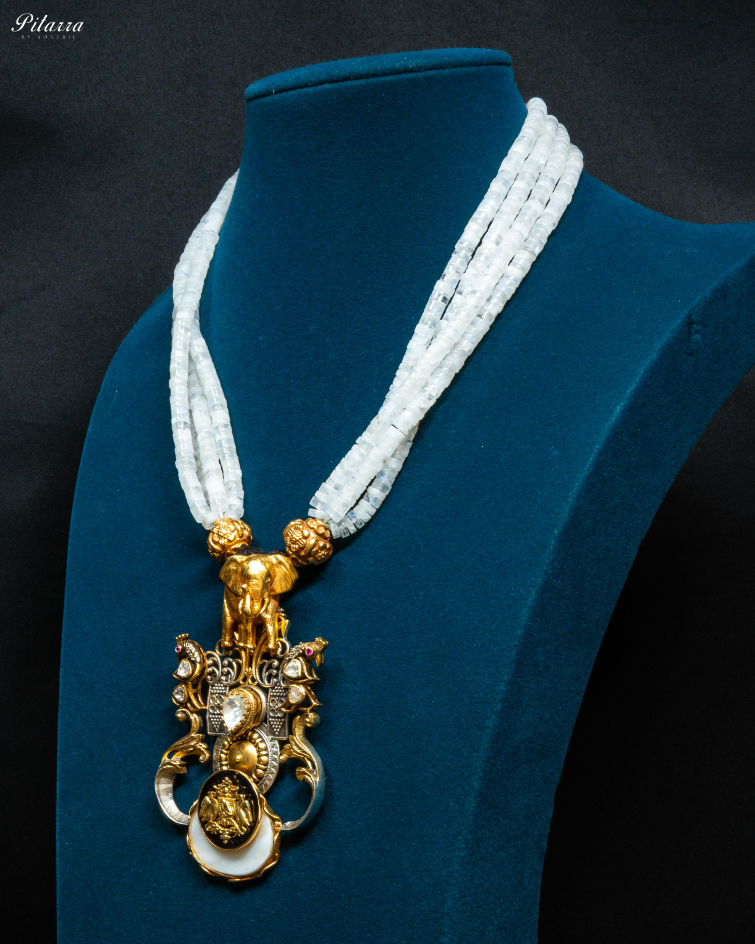 Long White Beads 92.5 Silver Necklace