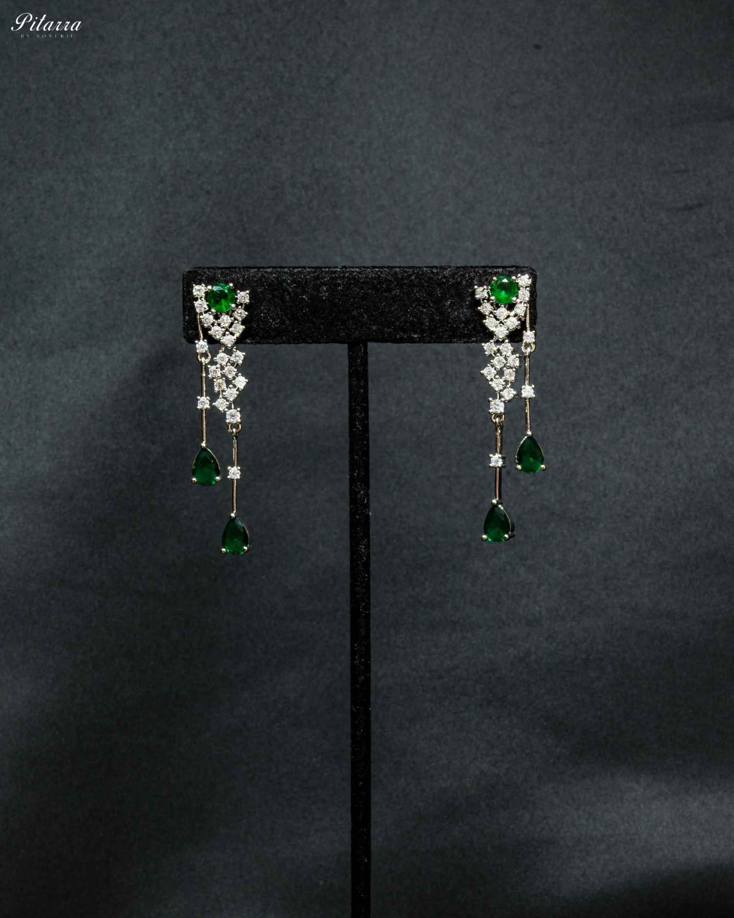 Green Drop Stone Cubic Zircon Dangle Earrings
