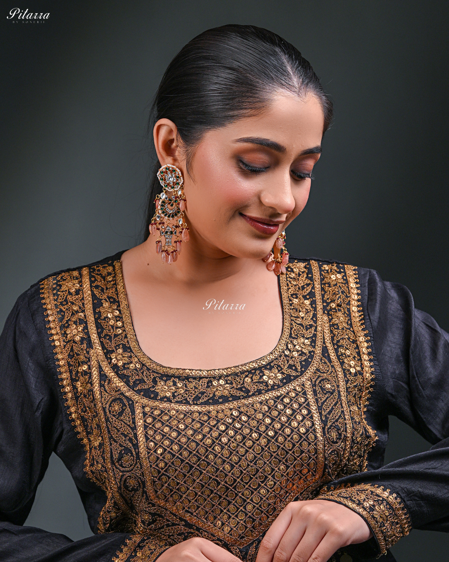 Gold Plated Pearl Multicolored Kundan Dangler Earrings