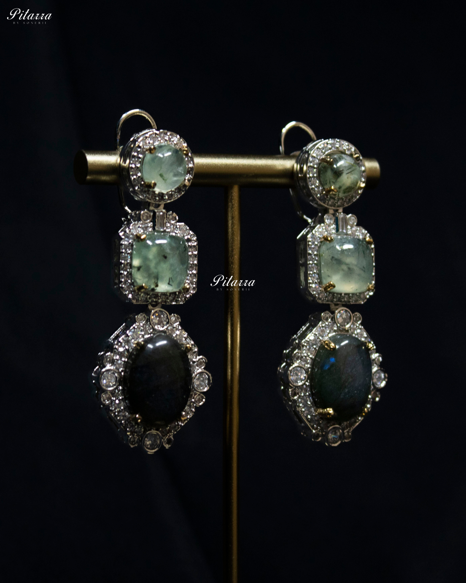 Purssian Blue Silver Cubic Zirconia Drop Earrings