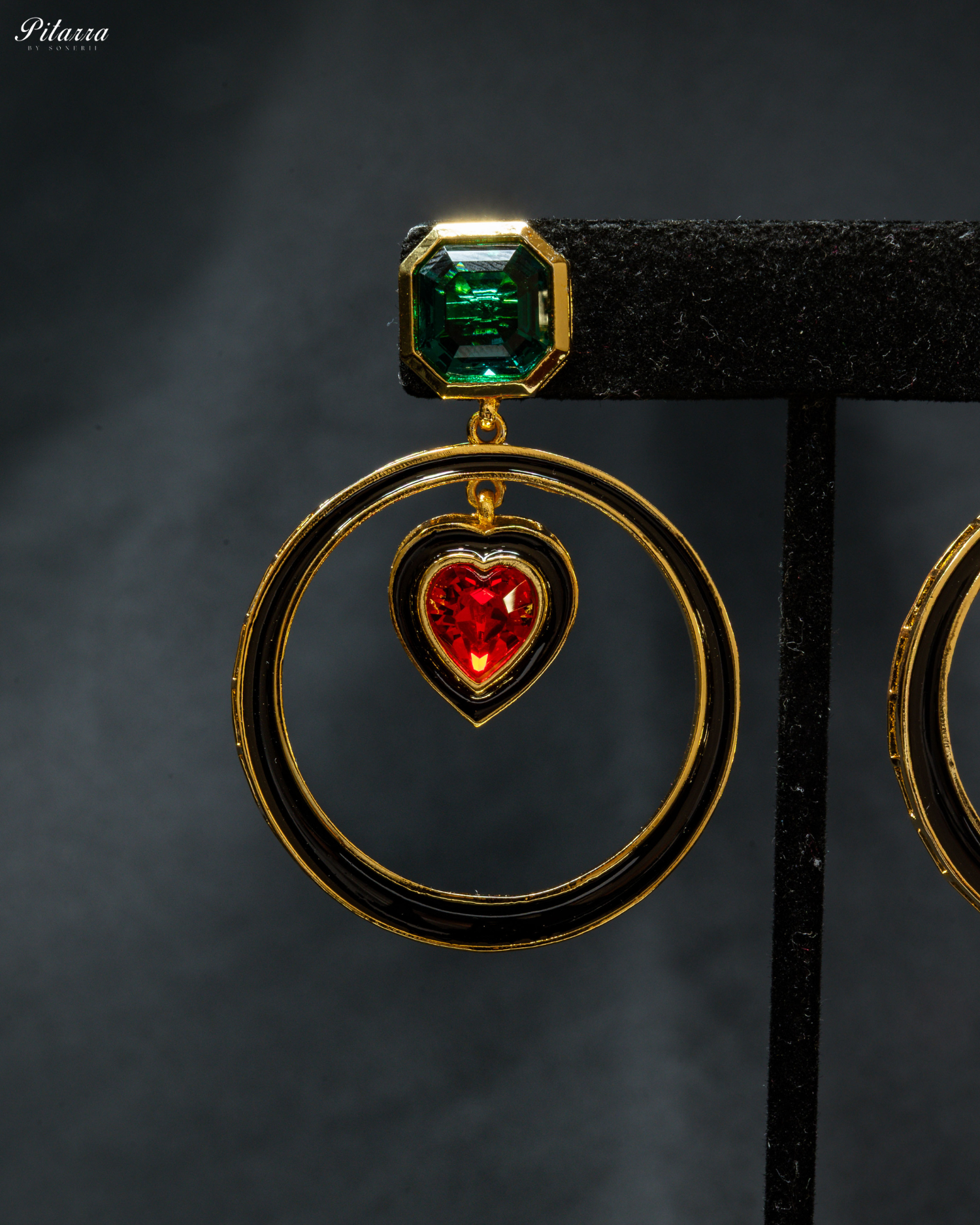 Green and Red Crystal Hope Earrings