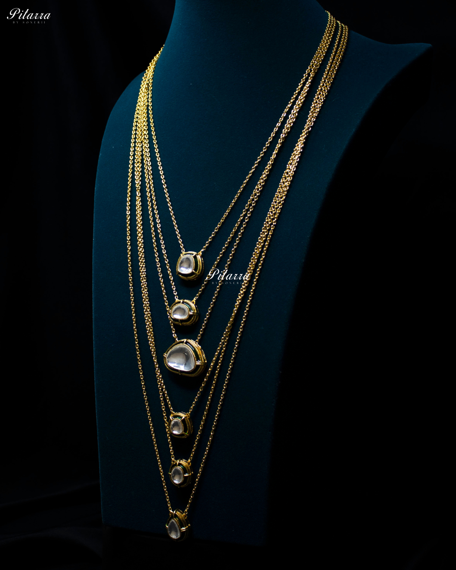 Five Layered Cascade Kundan Chain Necklace