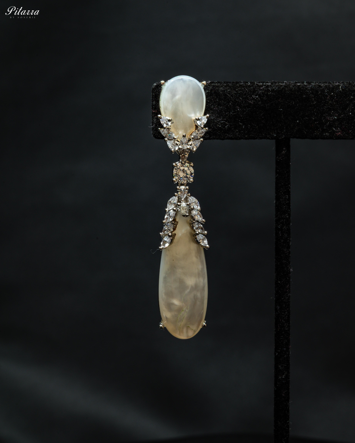 Silver Polish White CZ Drop Earrings