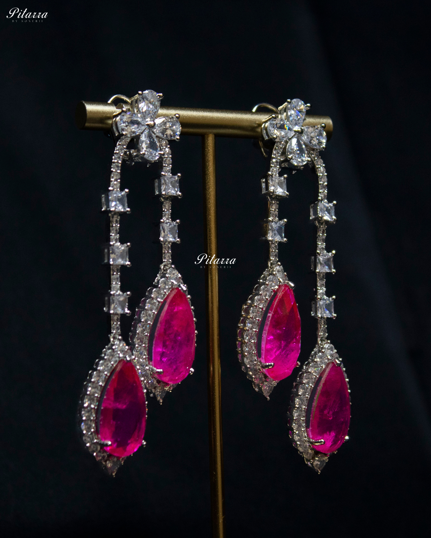 Pitarra Pink and Silver Dangler Earrings