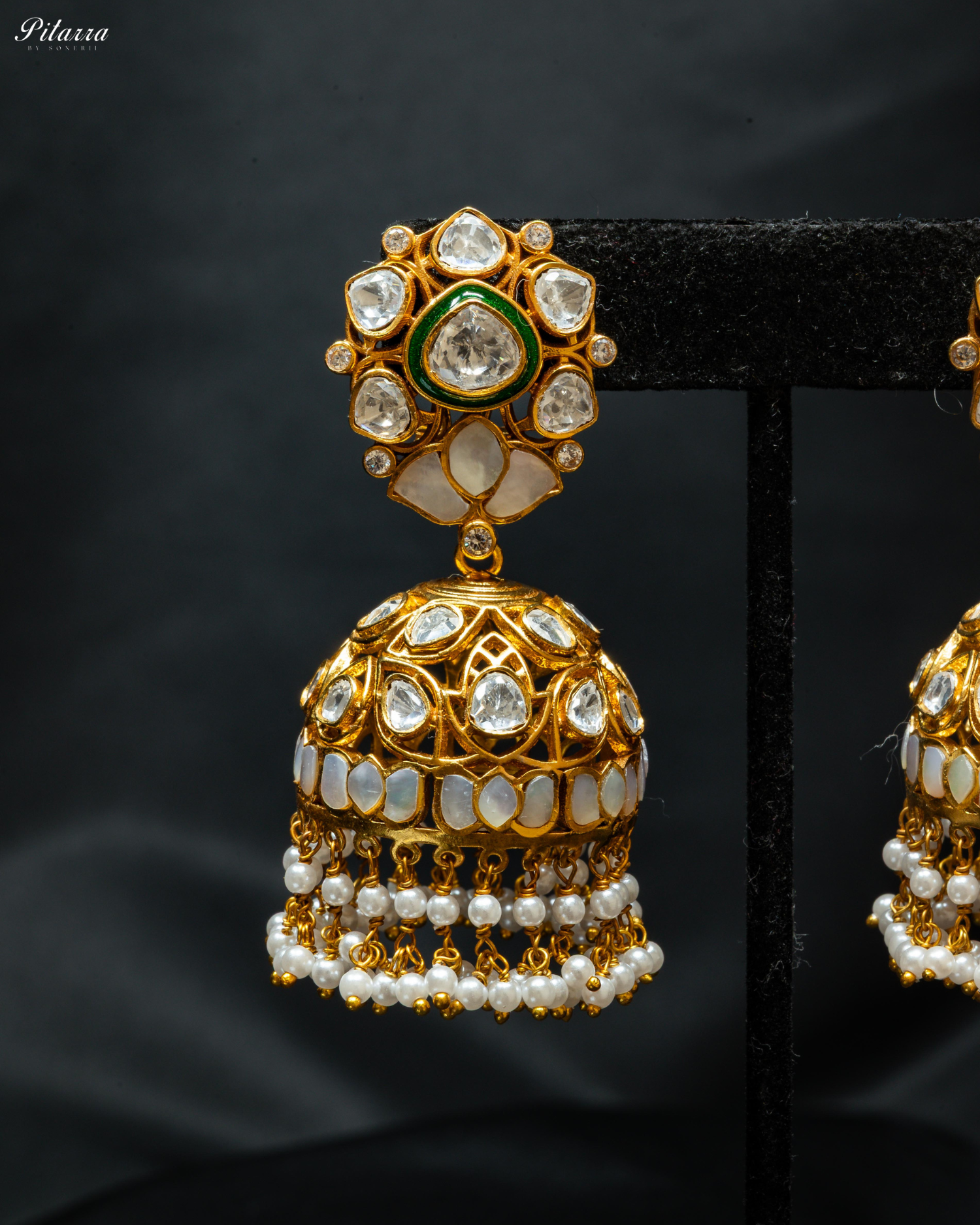 Golden Arts Meenakari Kundan Jhumka Earrings