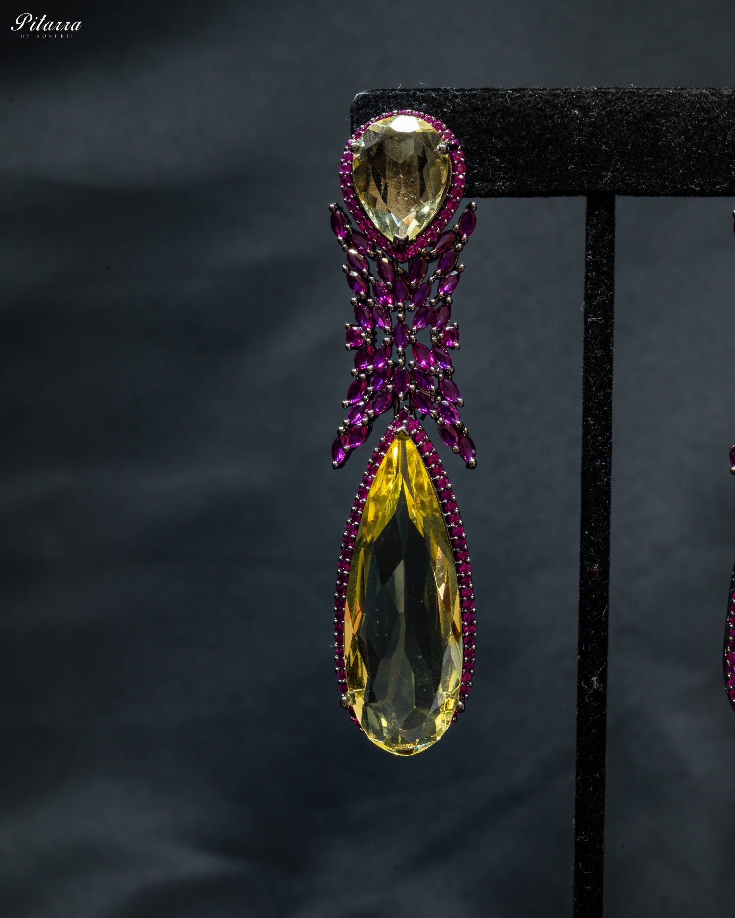 Yellow Stone Contemporary Drop Earrings