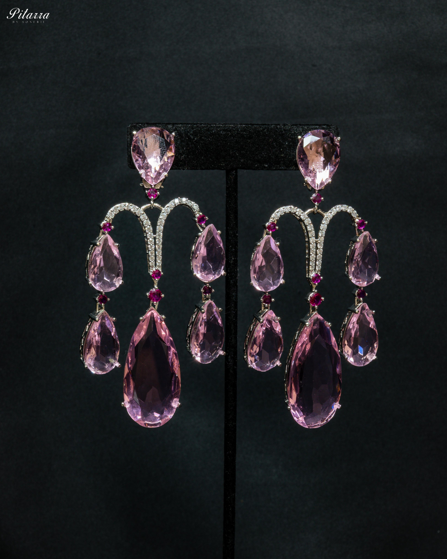 Premium Pink Doublet Stone Dangler Earrings