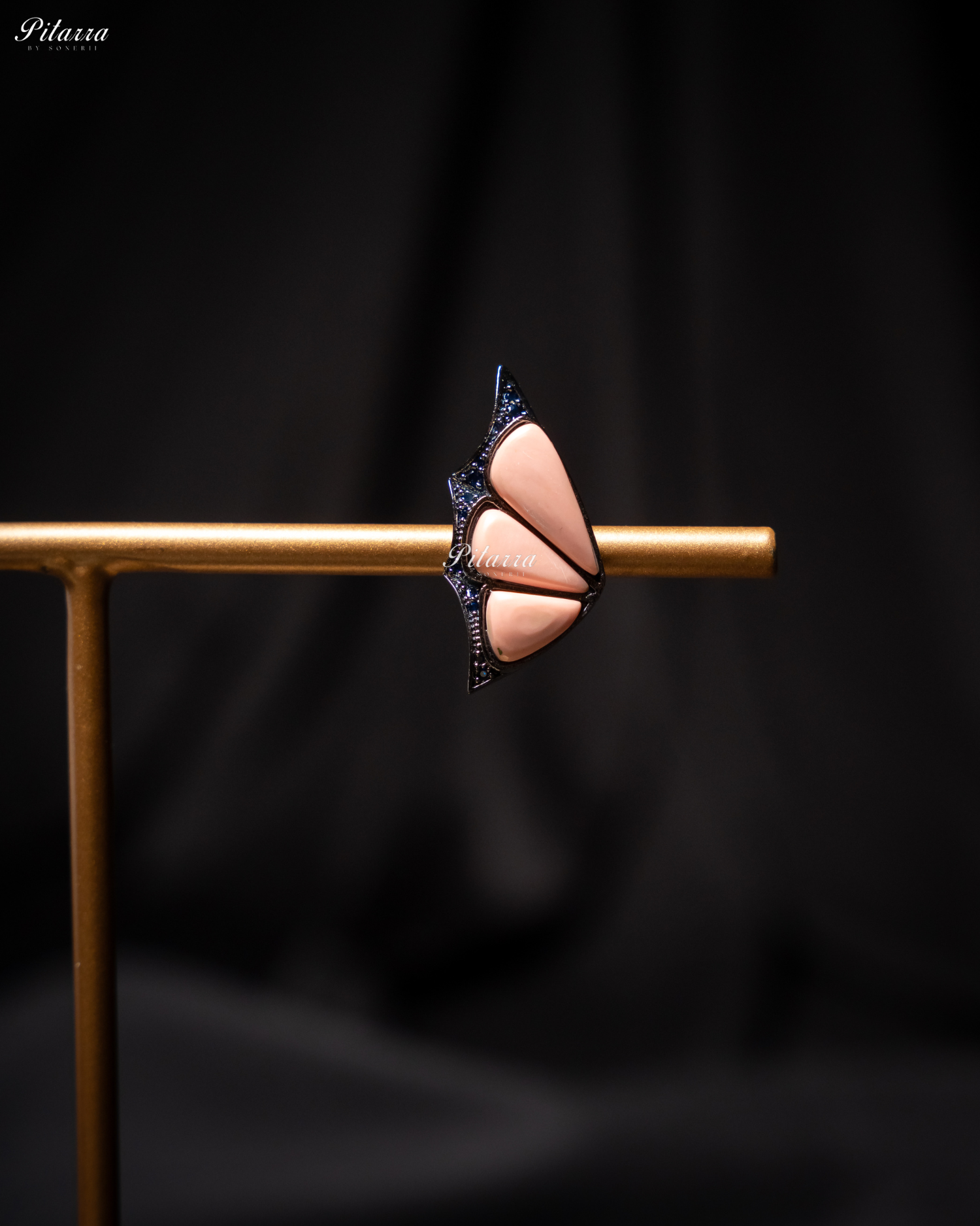 Pink Opal Wing Shape CZ Crystal Stud Earrings