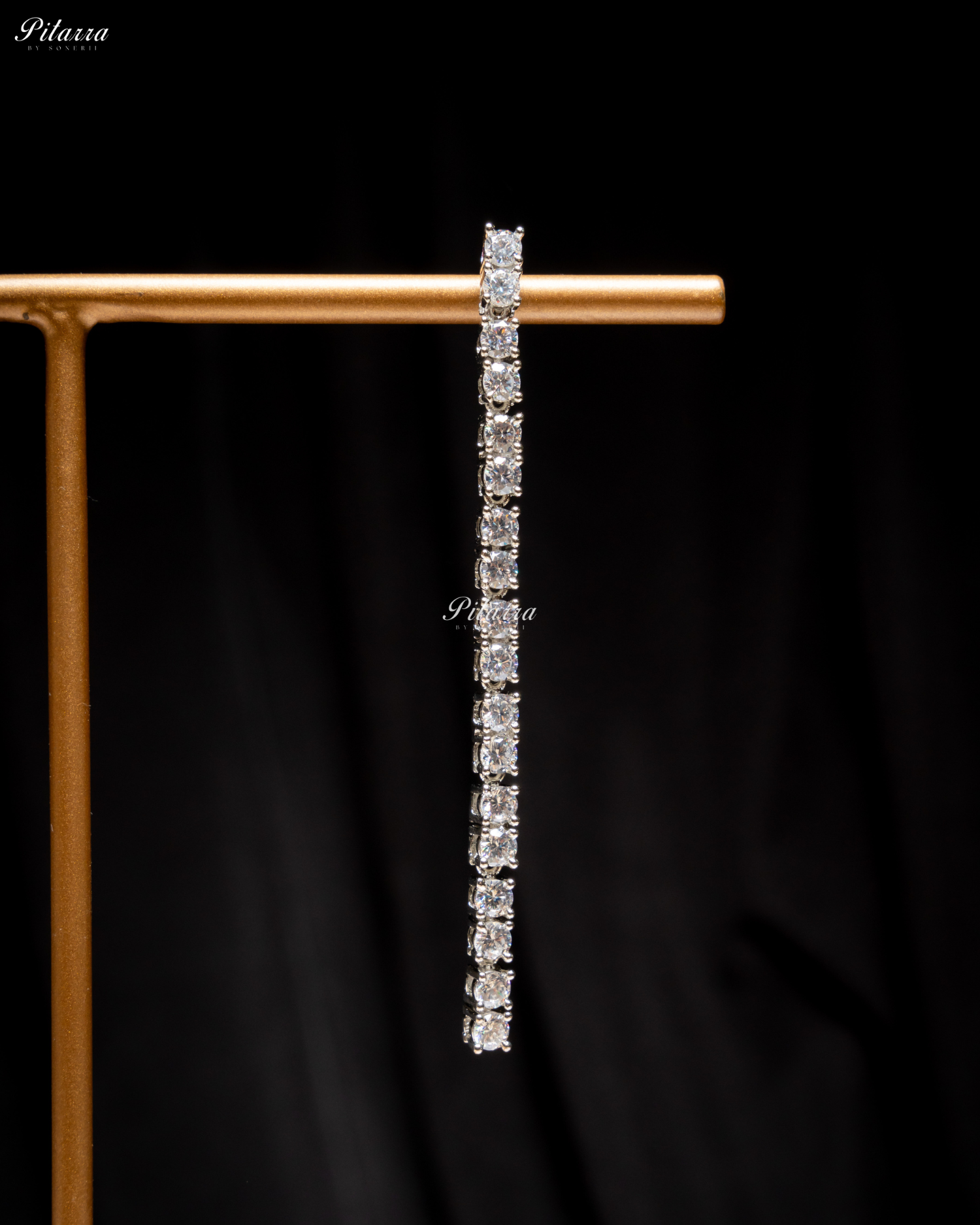 Long Cubic Zirconia Linear Drop Earrings