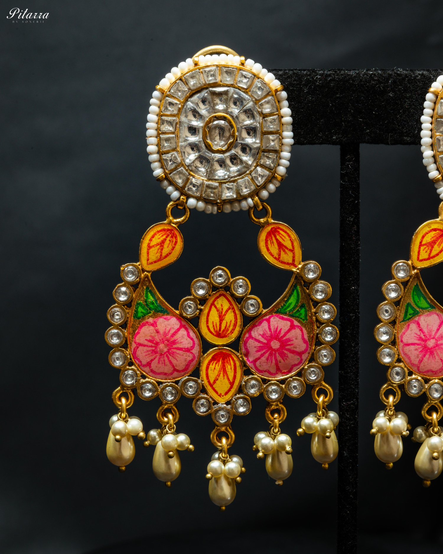 Pink Meenakari Chandbaliyan Earrings