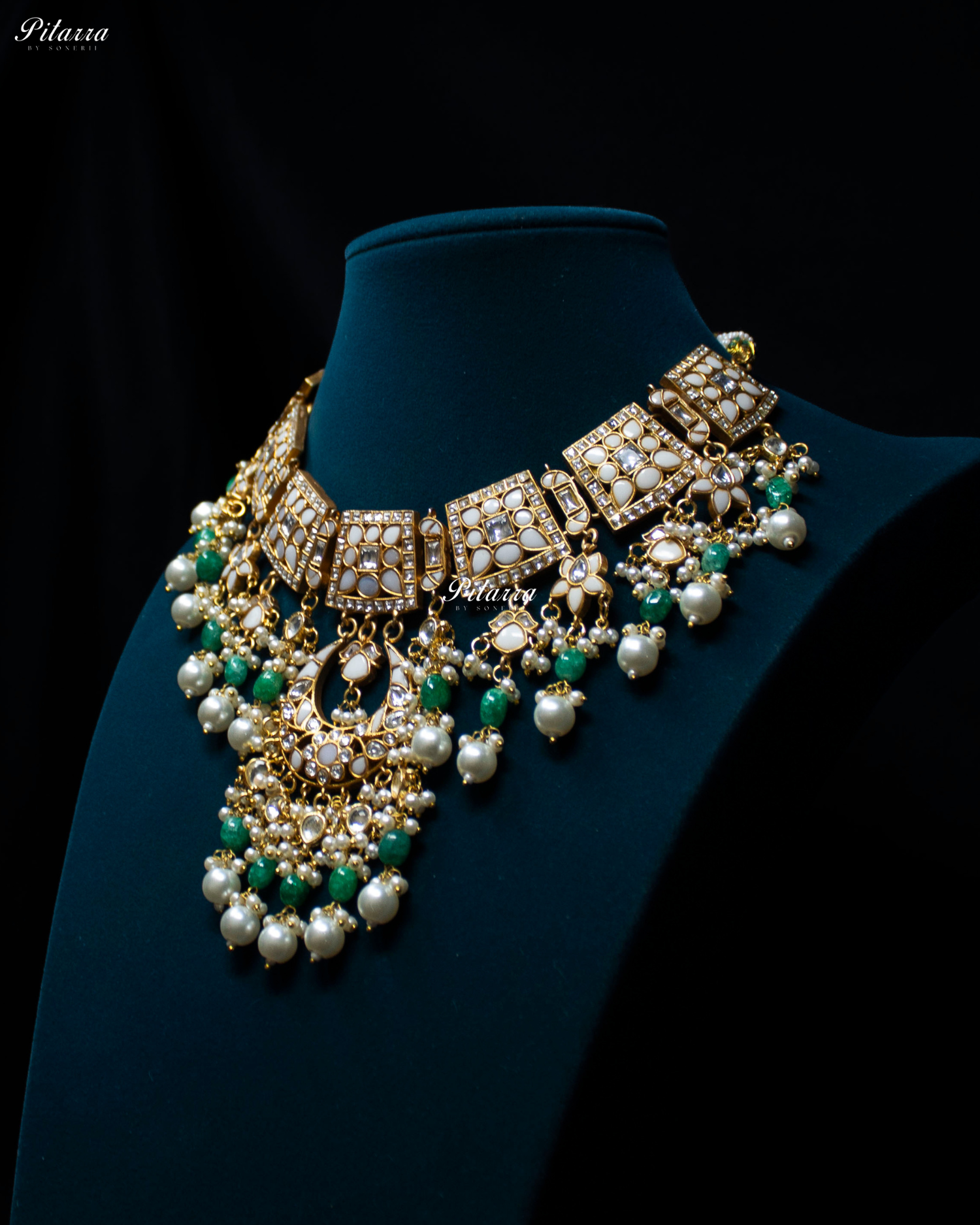 White Crystals Exclusive Kundan Necklace Set