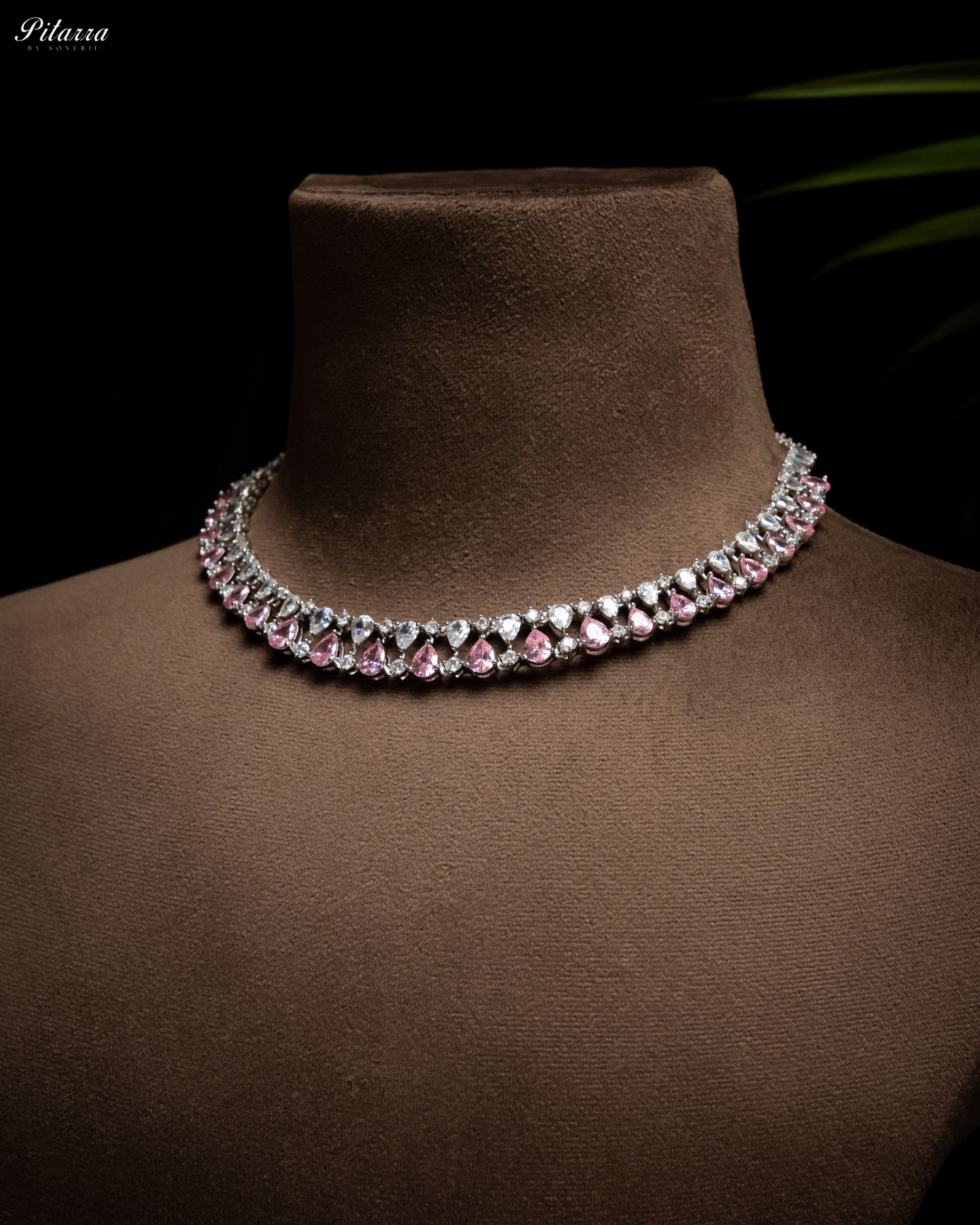 Pink Drop CZ Necklace Set