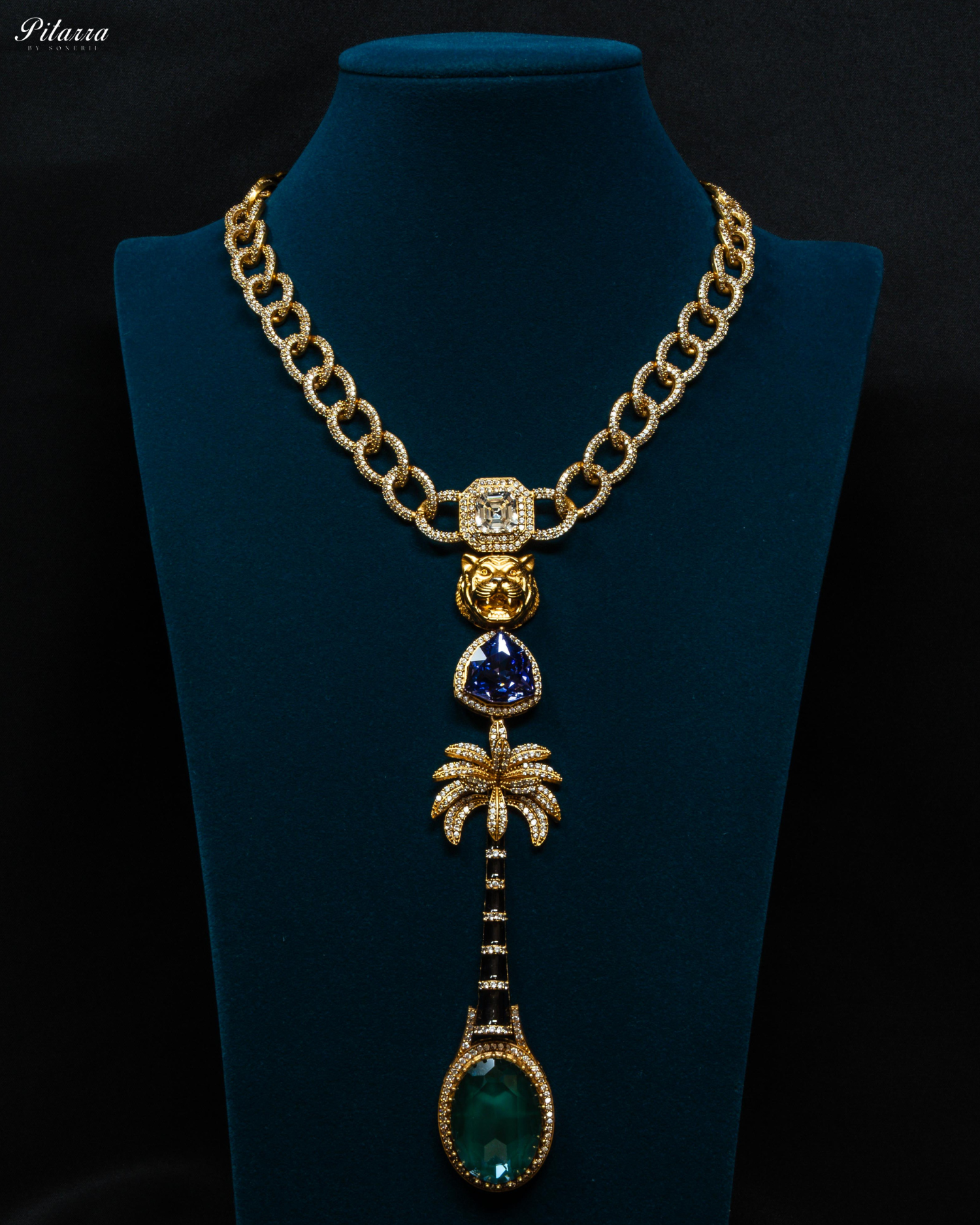 Gold Plated Blue Multistone Kundan Necklace Set