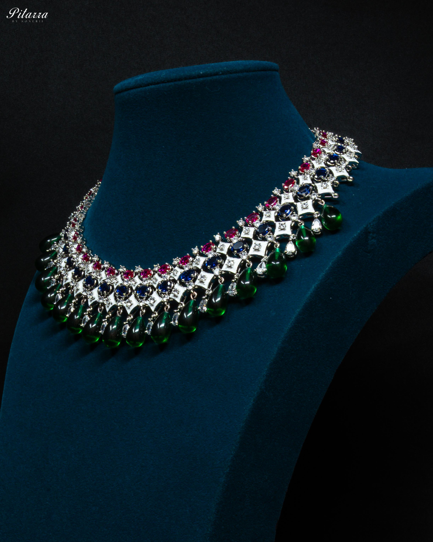 Multicolor Silver CZ Stone Crystal Necklace Set