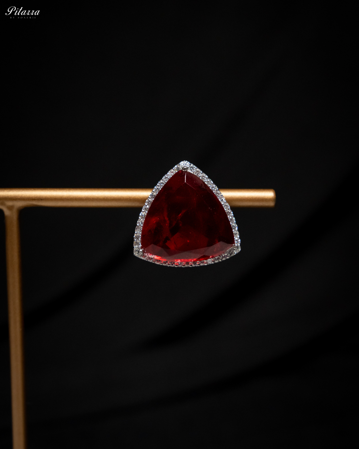 Red Colored Stone CZ Earrings