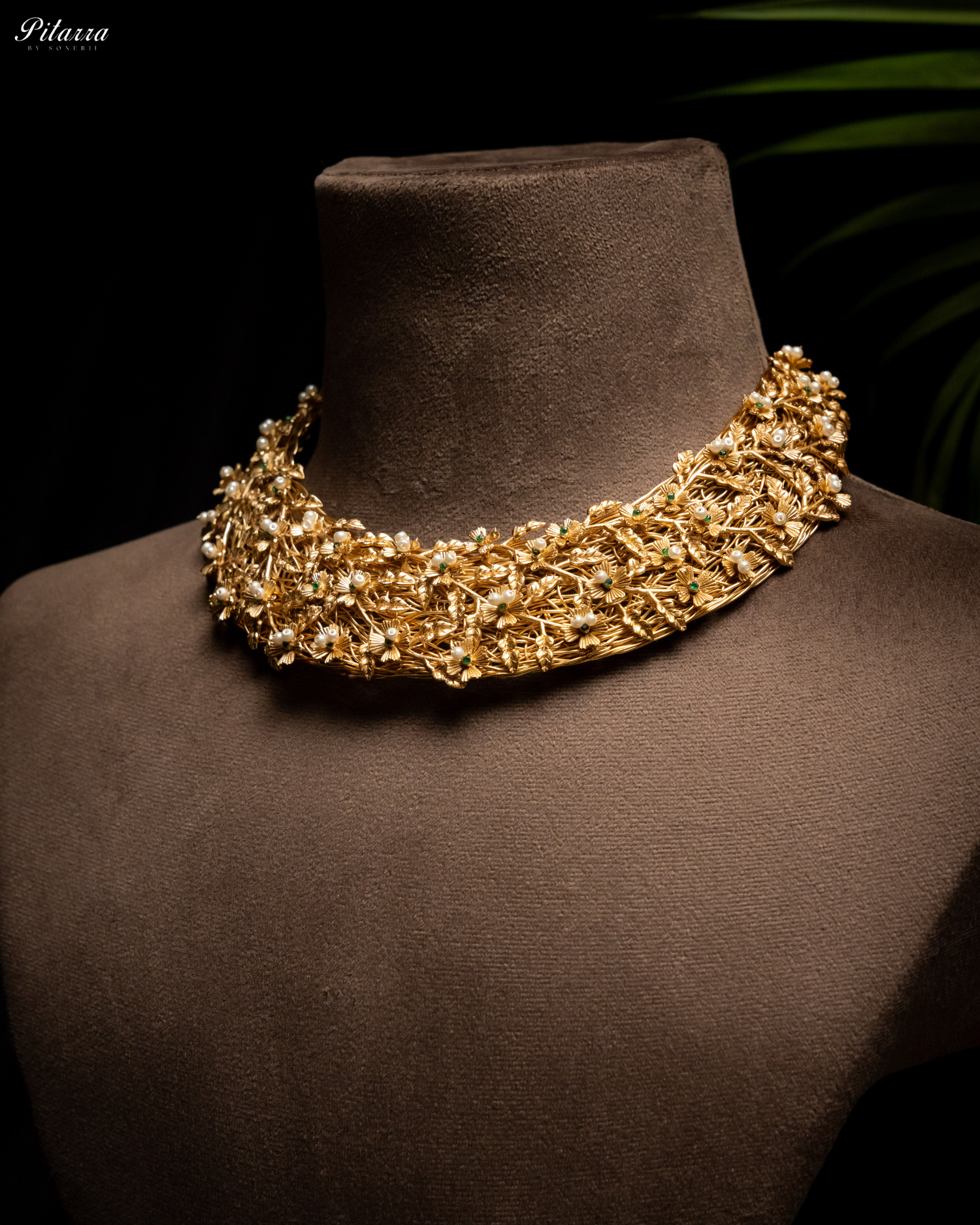 White And Gold Handcrafted Choker Set