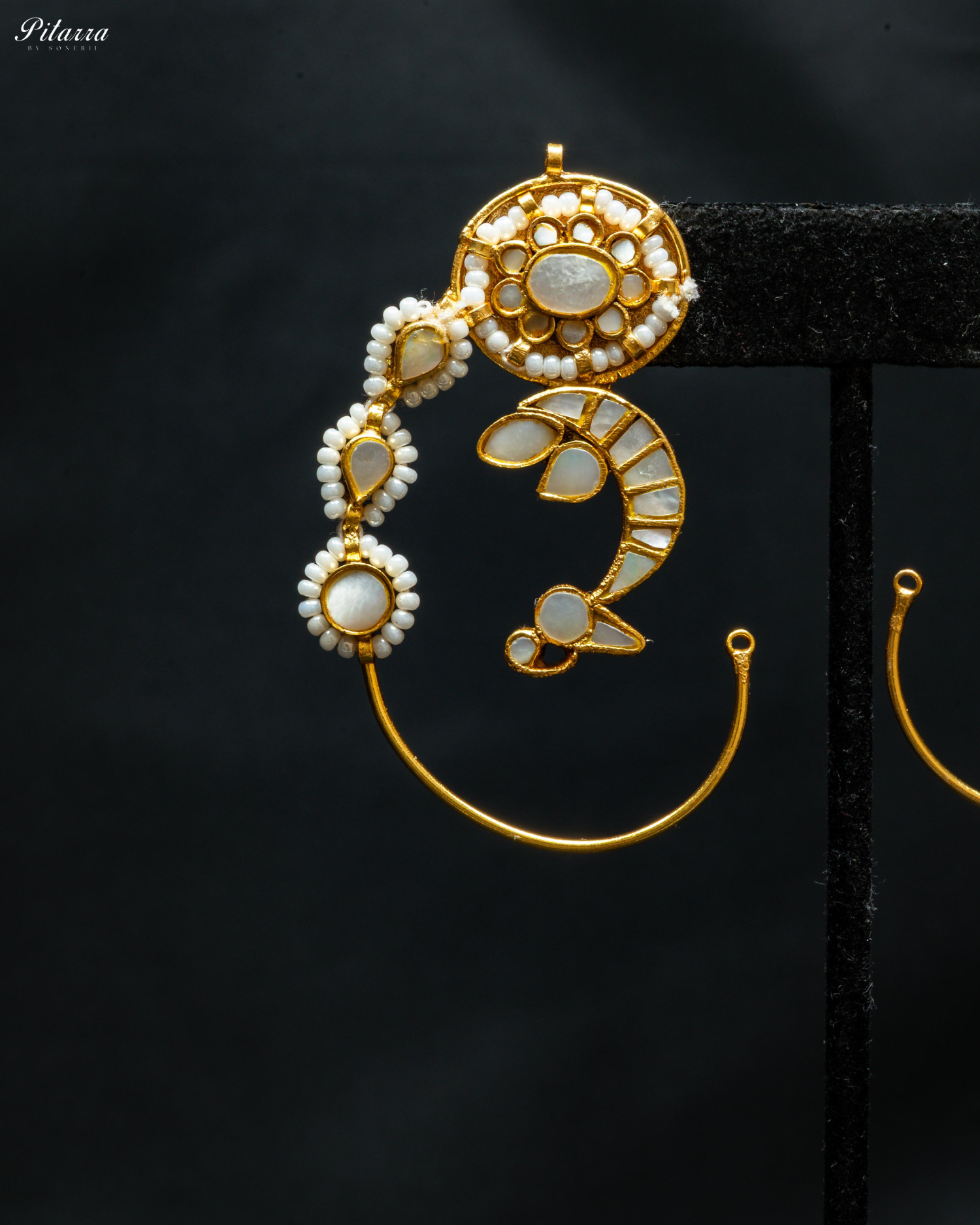 Gold Plated Circle Drop Kundan Earrings