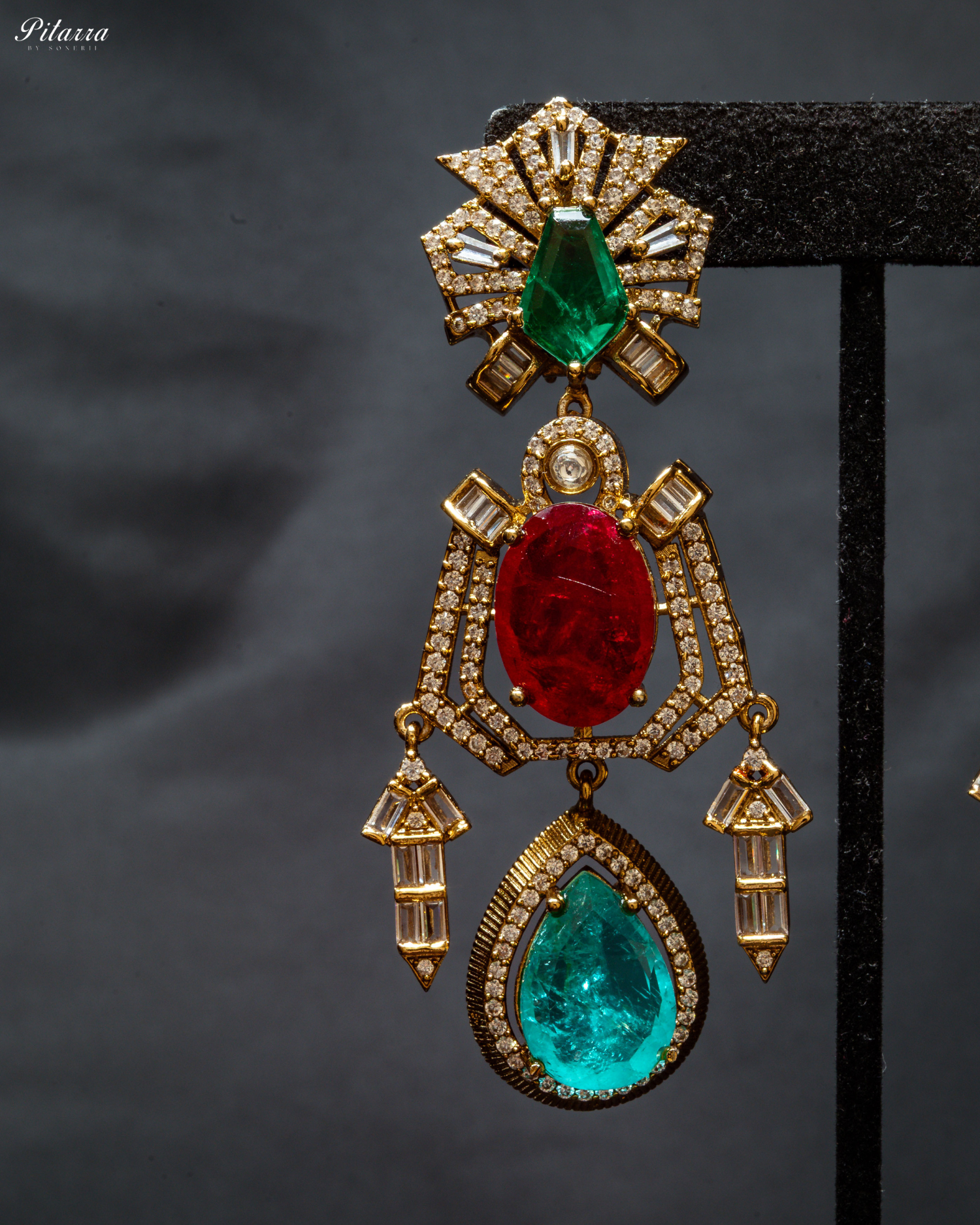 Multicolor Silver Dangler Doublet Earrings
