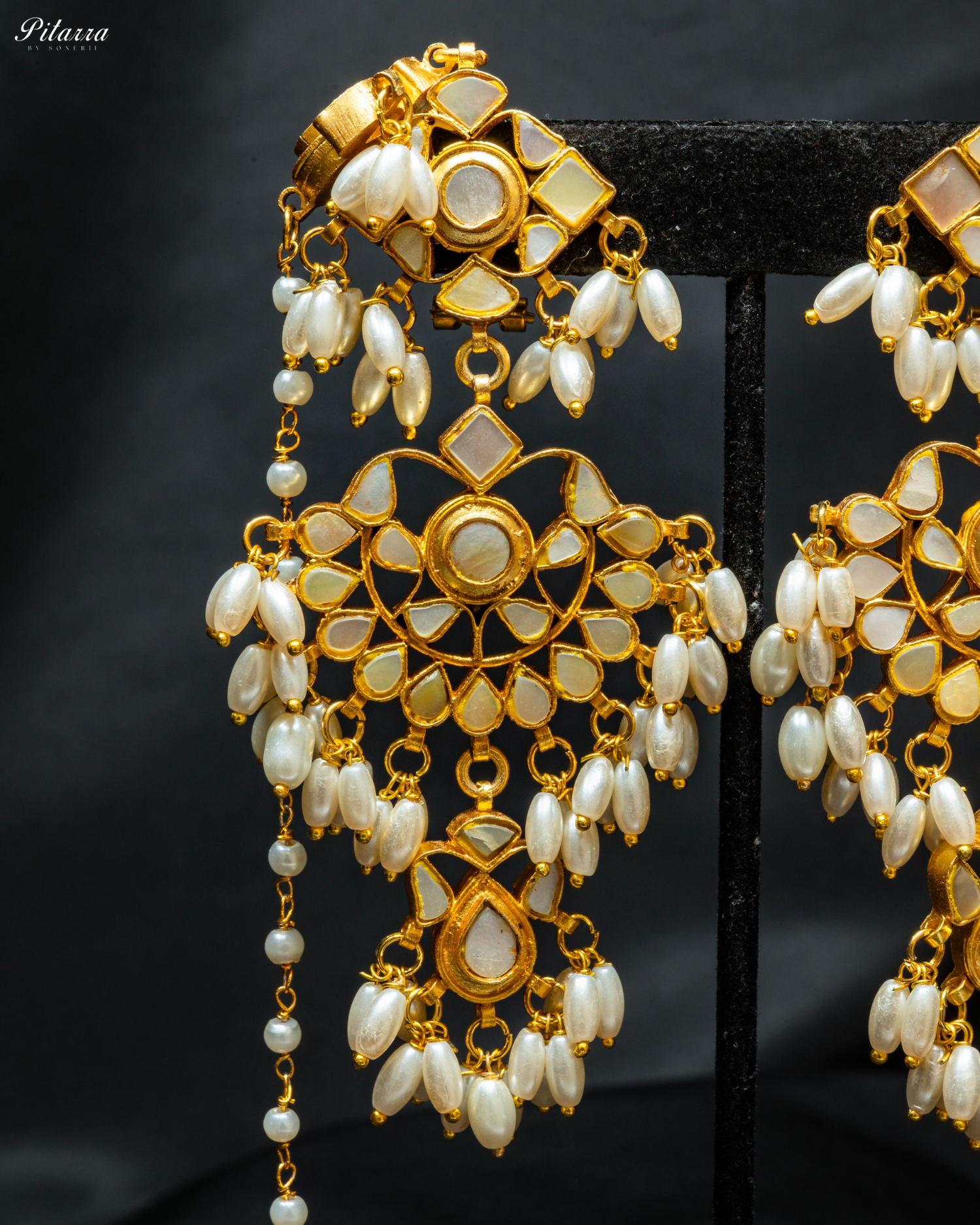 Gold Plated White Kundan Chaandbaali Earrings