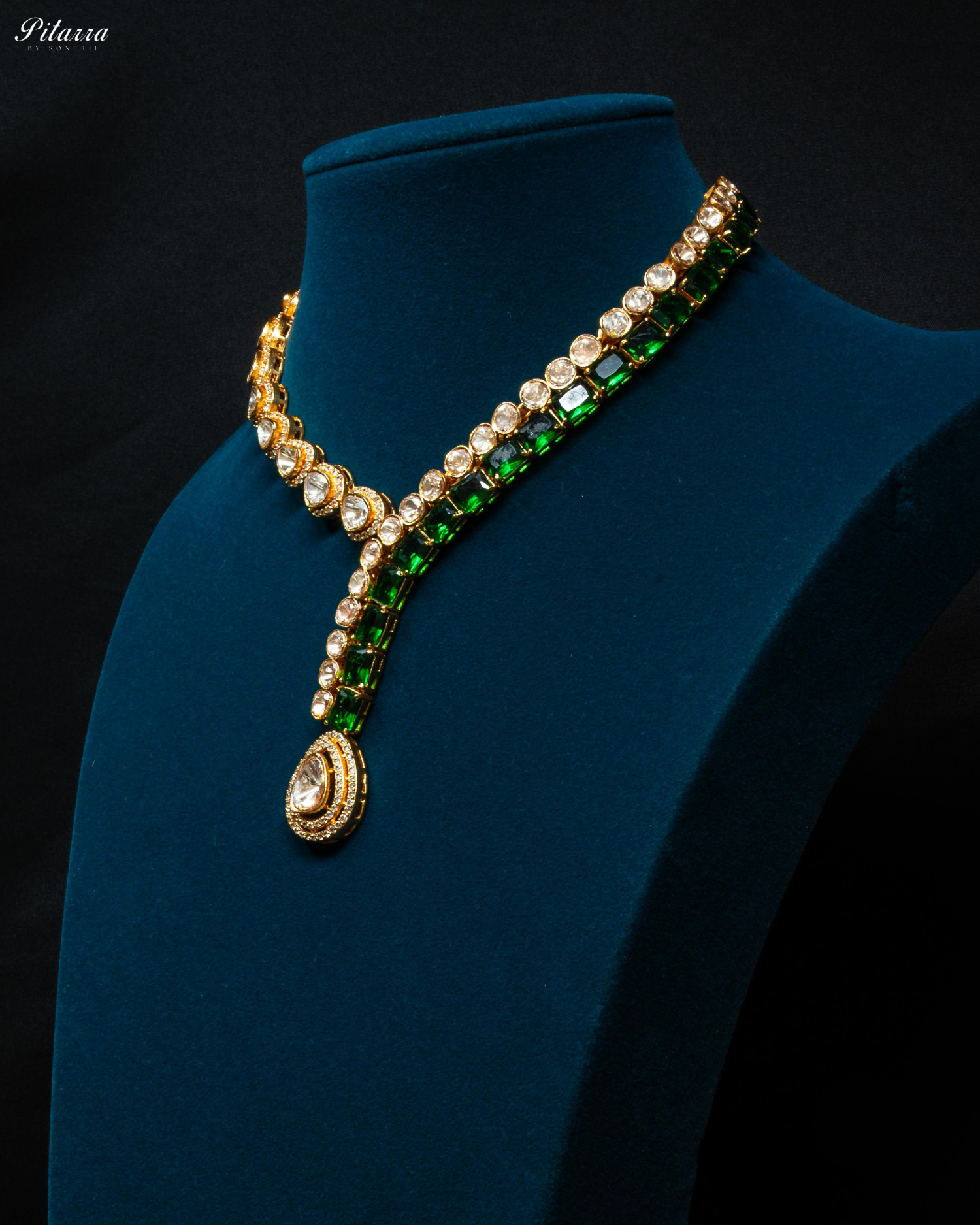 Pitarra Green Cubic Zircon Long Necklace Set