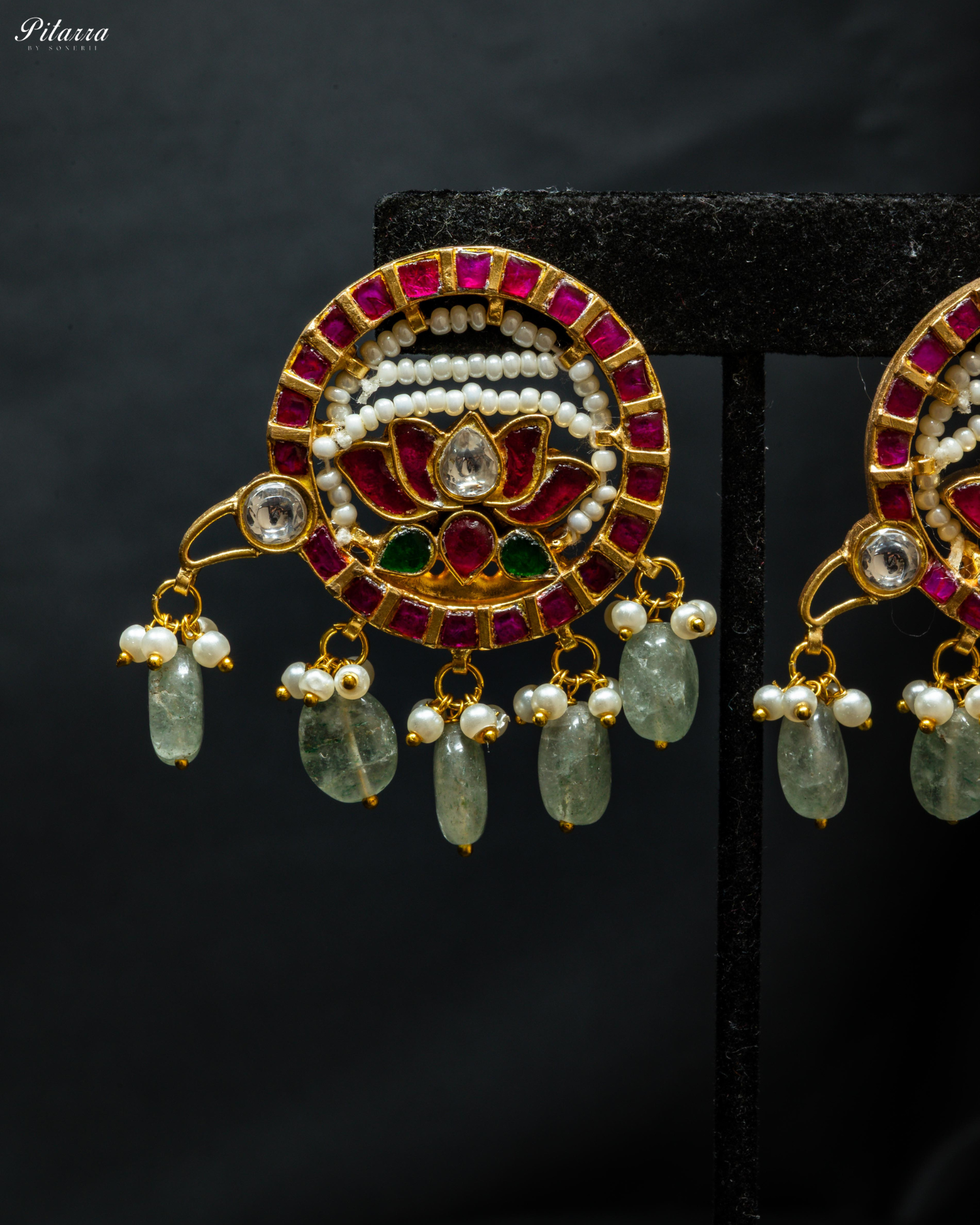 Gold Plated Ruby Antique Kundan Earring