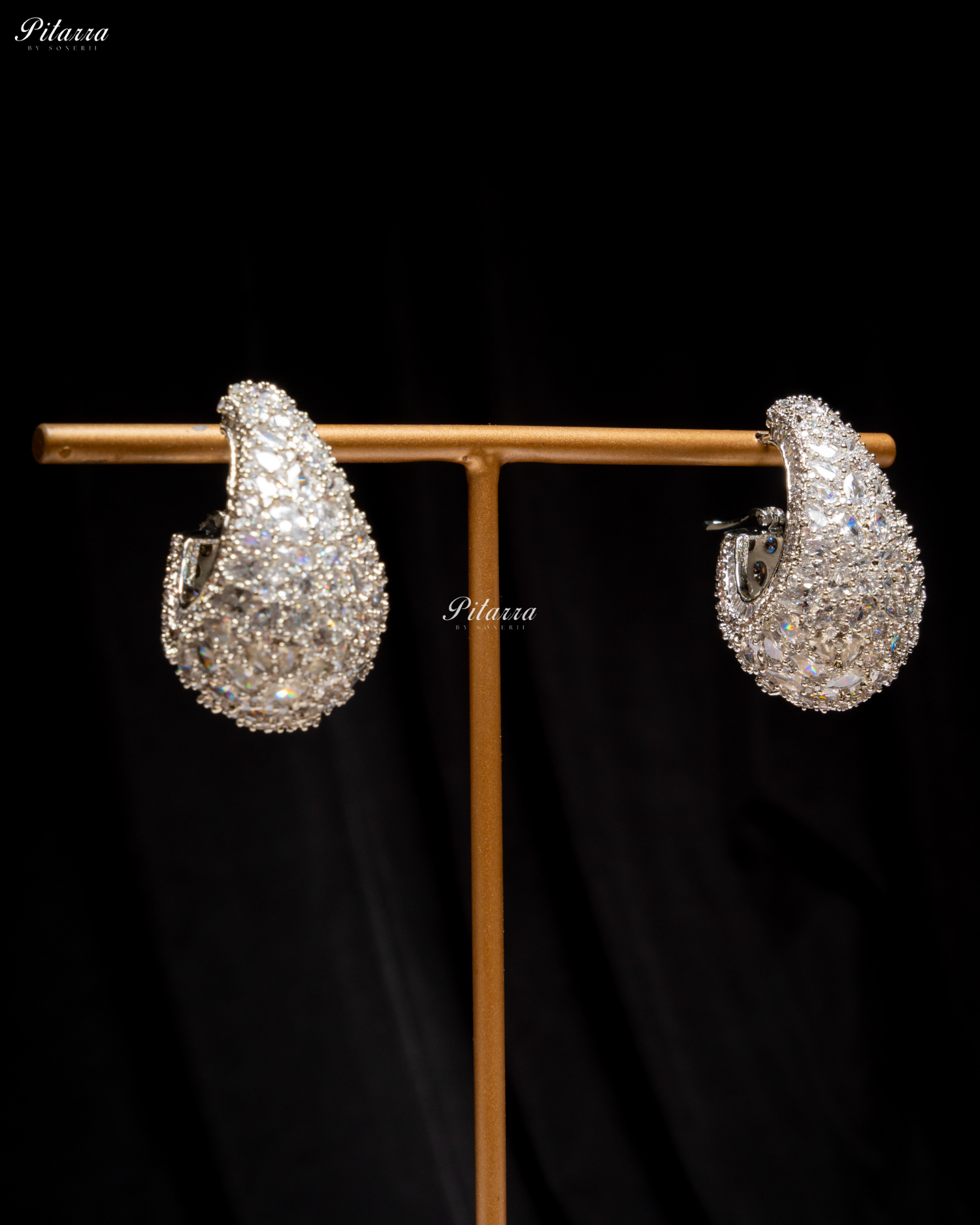 Silver Teardrop CZ Stud Earrings