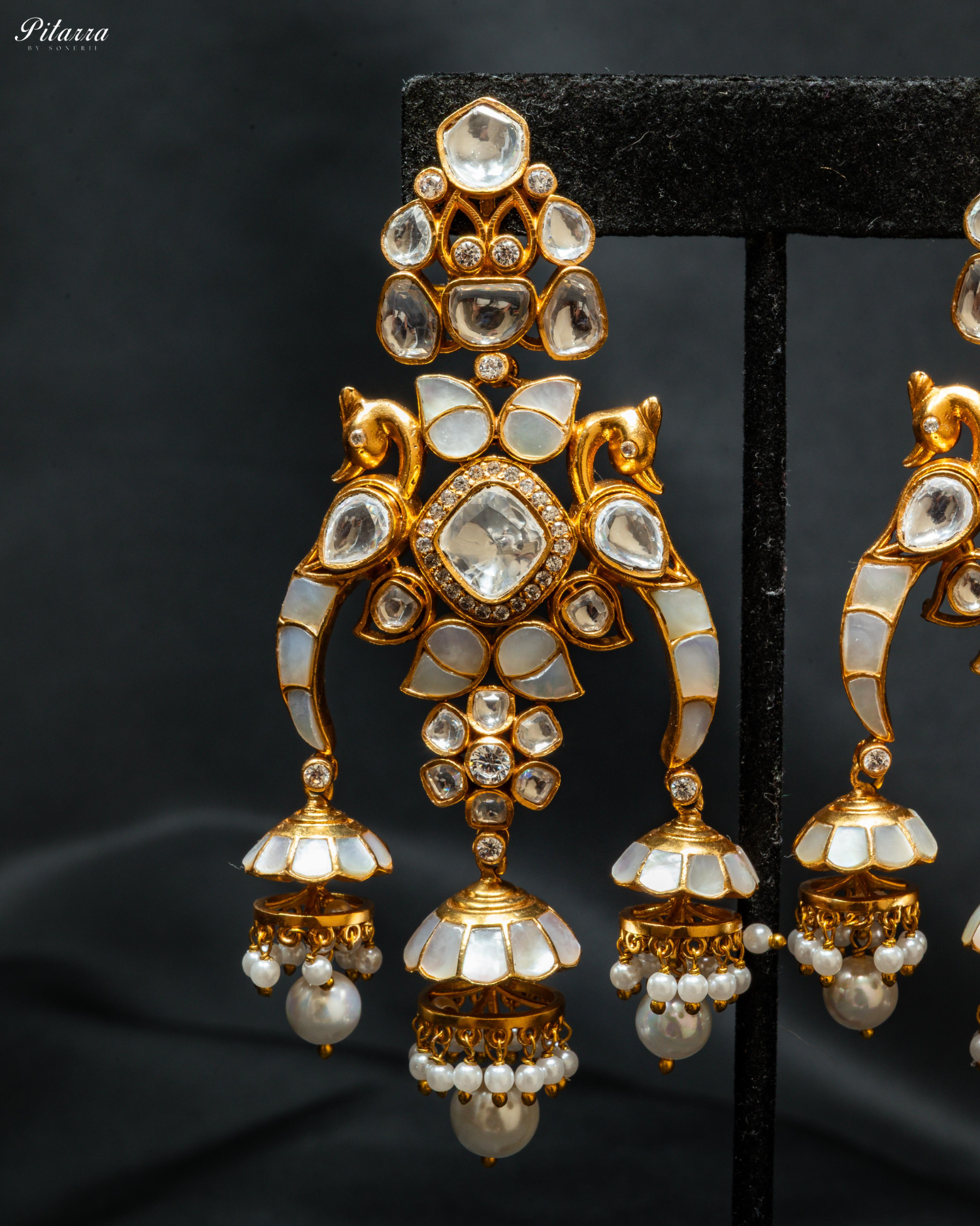 Golden Long Classic Kundan Dangler Earrings