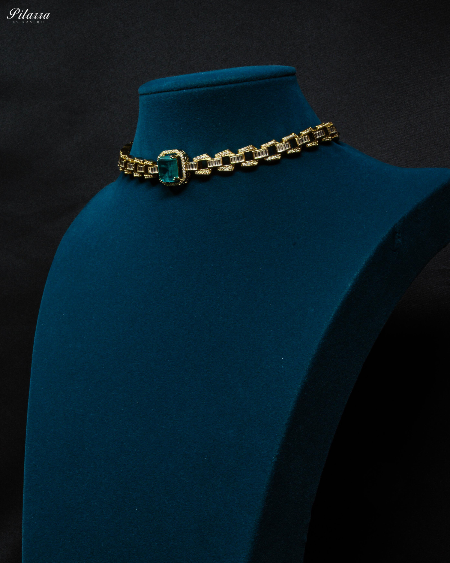 Blue Stone Doublet CZ Crystal Necklace Set