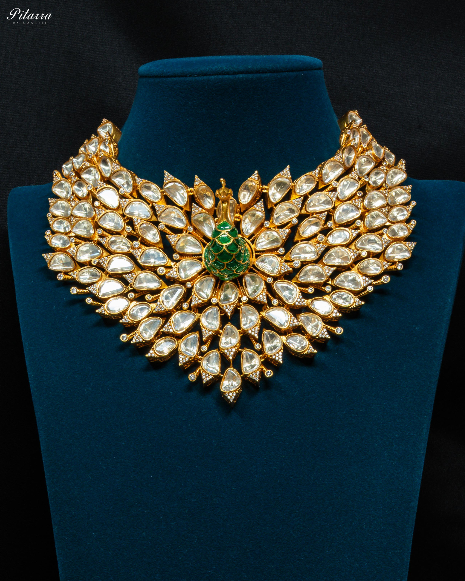 Green Stone Golden Rani Traditional Kundan Necklace