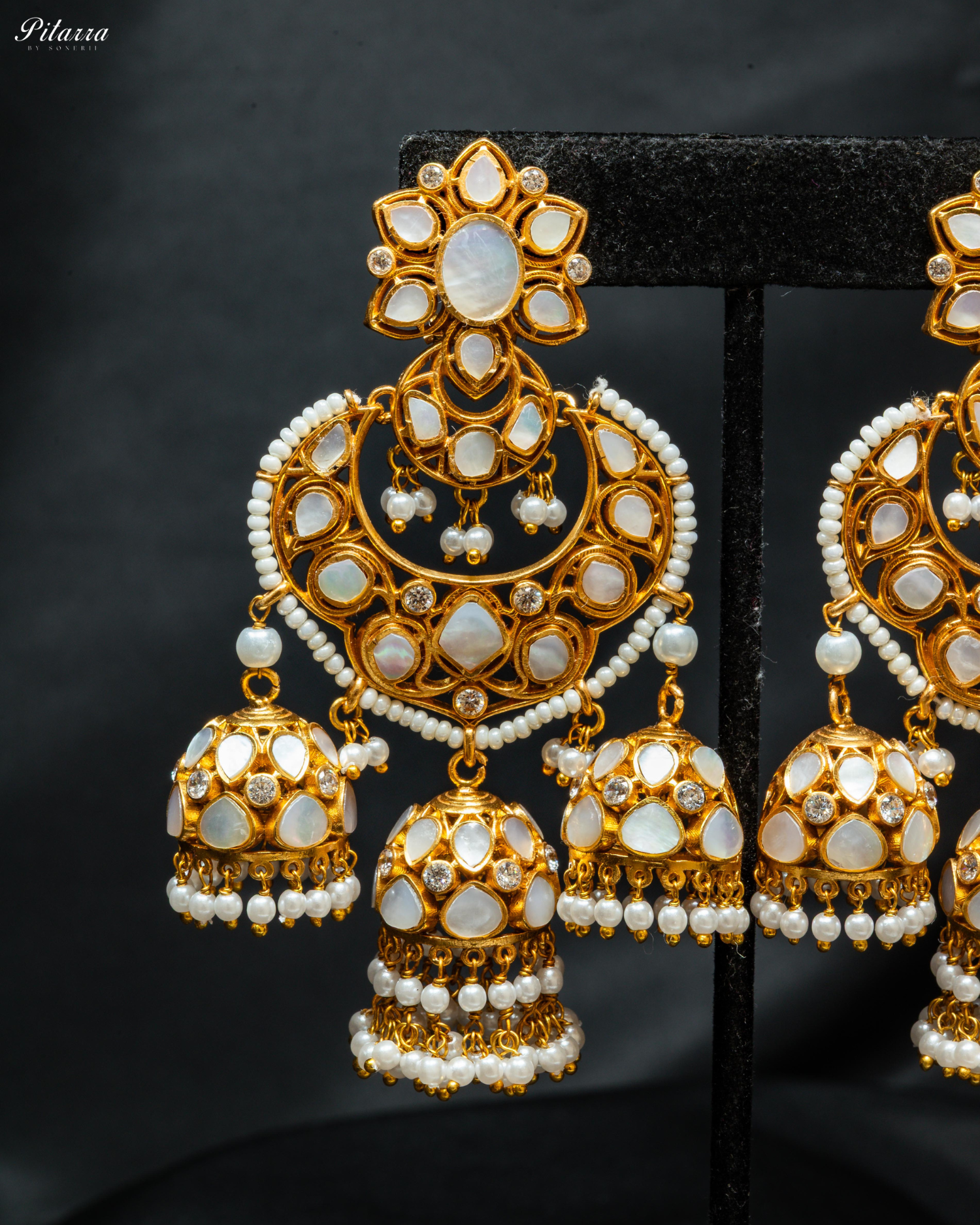 Gold Plated Drop Kundan Chaandbaali Earrings