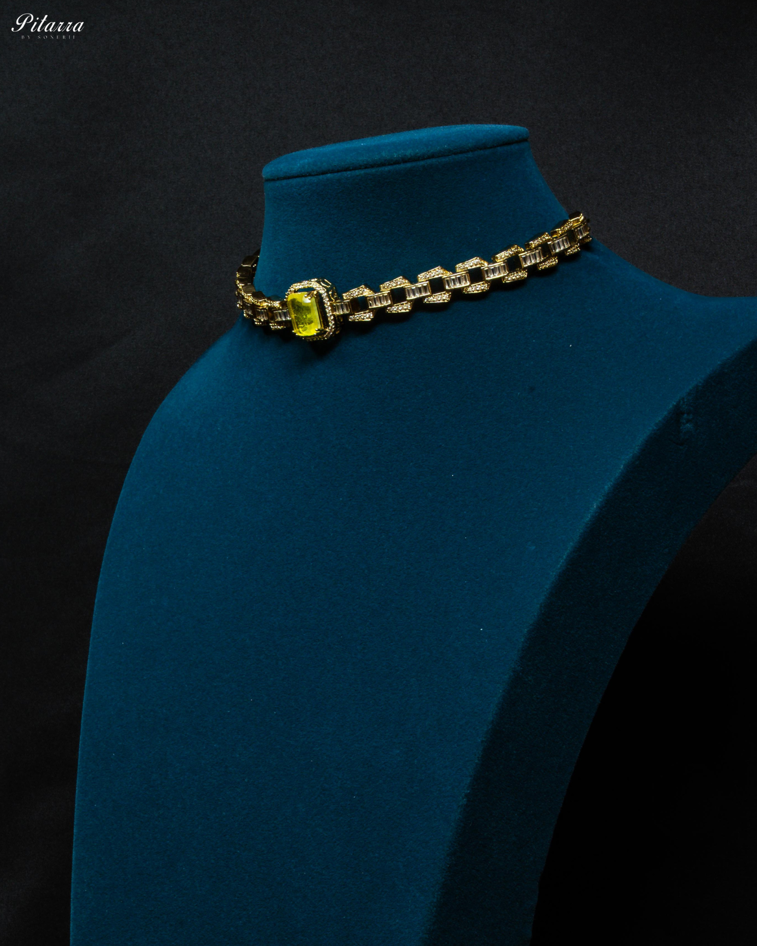 Yellow Stone Doublet CZ Crystal Necklace Set