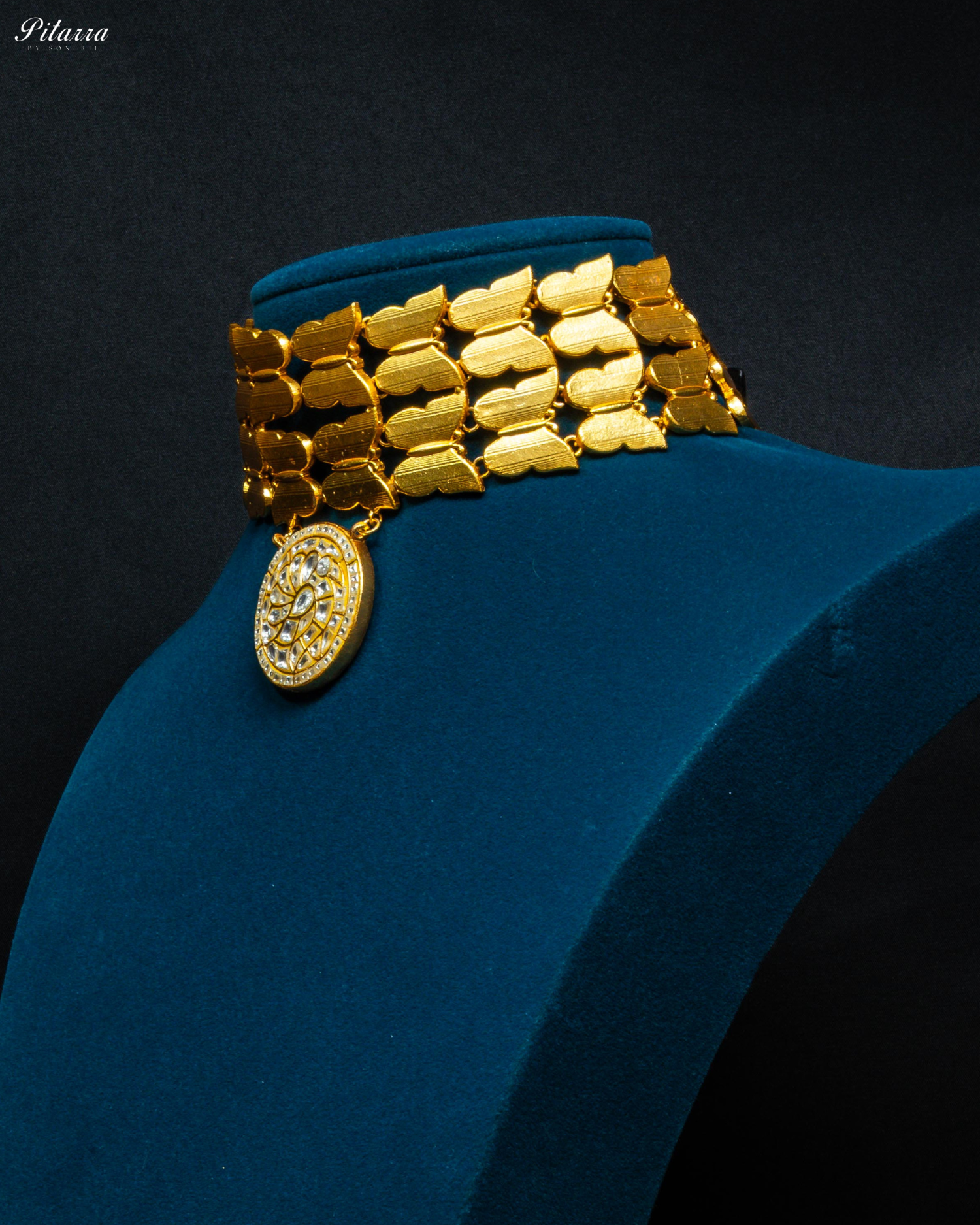 Butterfly Design Golden Traditional Kundan Choker Set