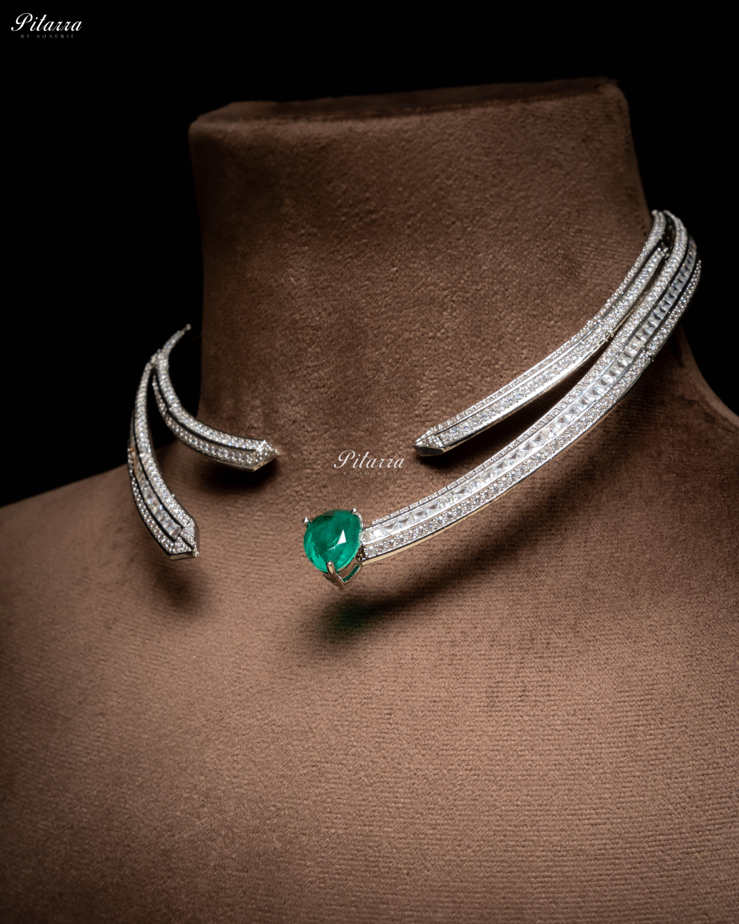 Emerald Stone CZ Crystal Choker Set