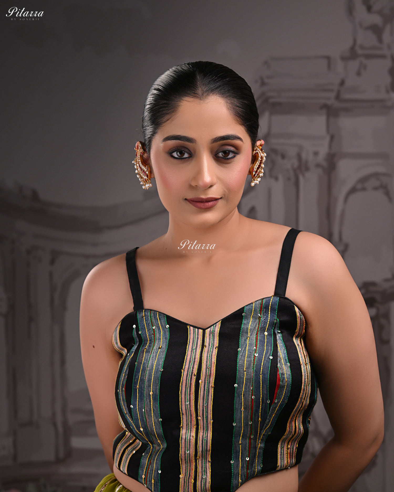 Gold Antique Ruby Kundan Stud Earrings