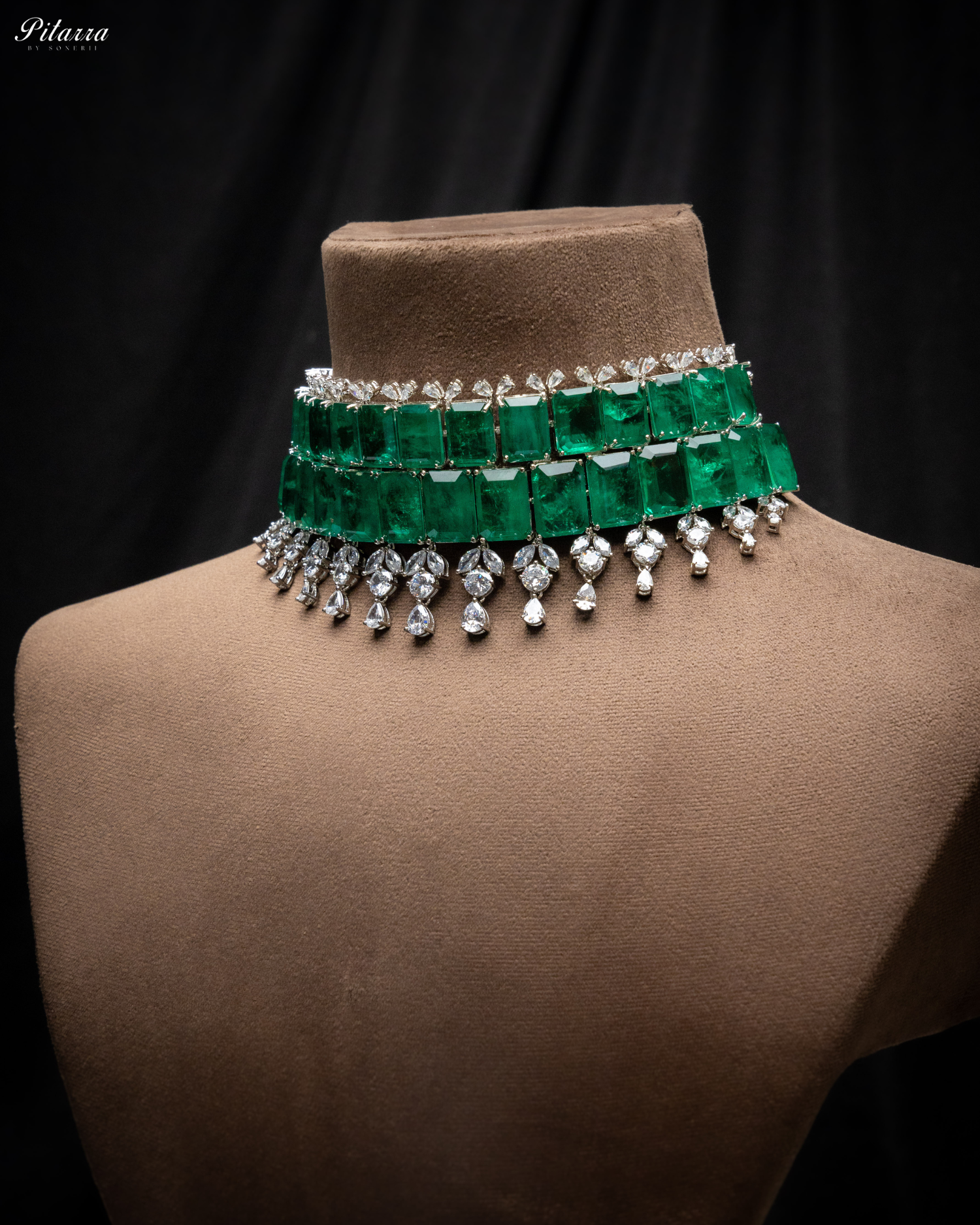 Semiprecious Green Doublet Choker Set