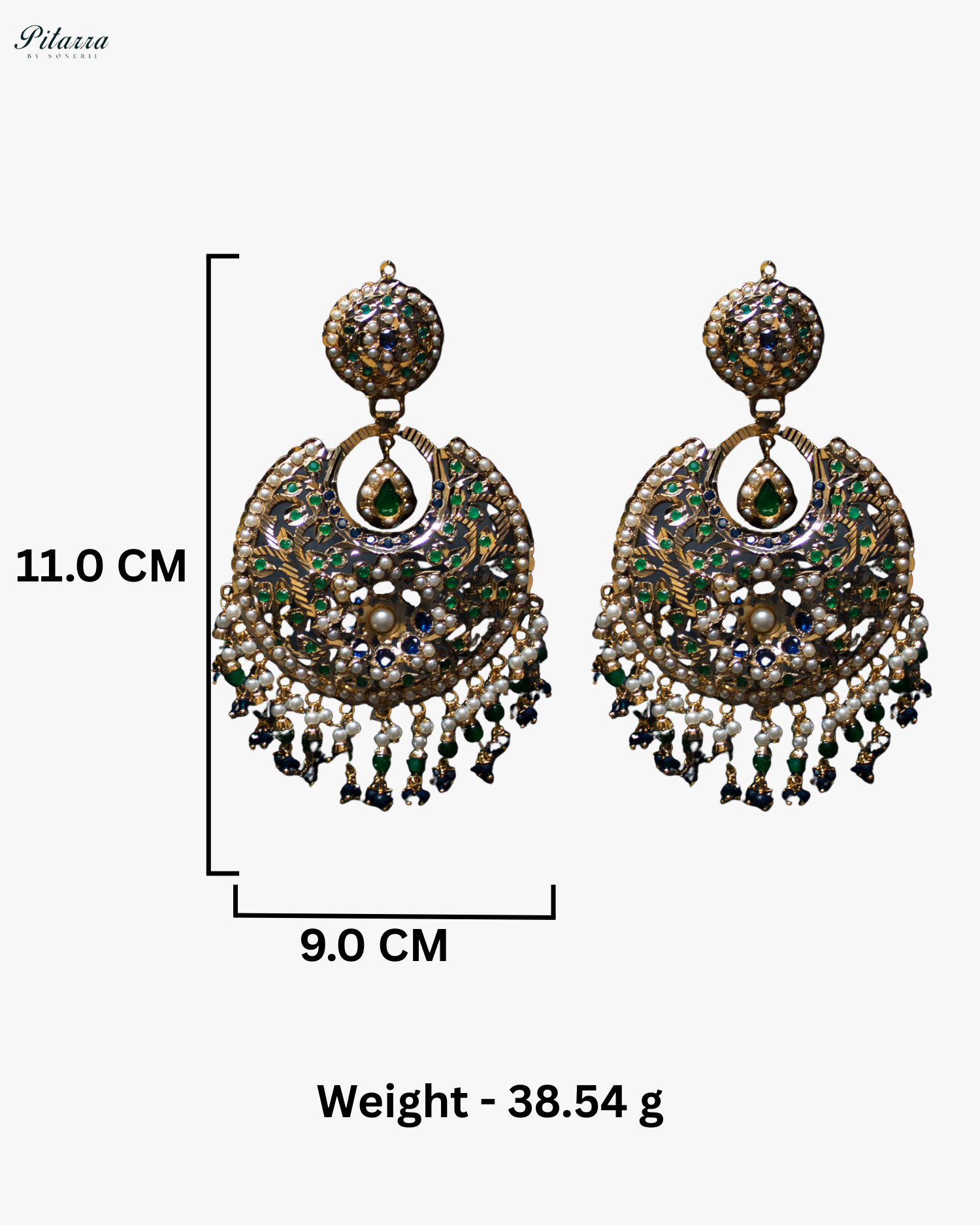 Navy Blue Stone Studded Punjabi Jadau Chandbali Earrings