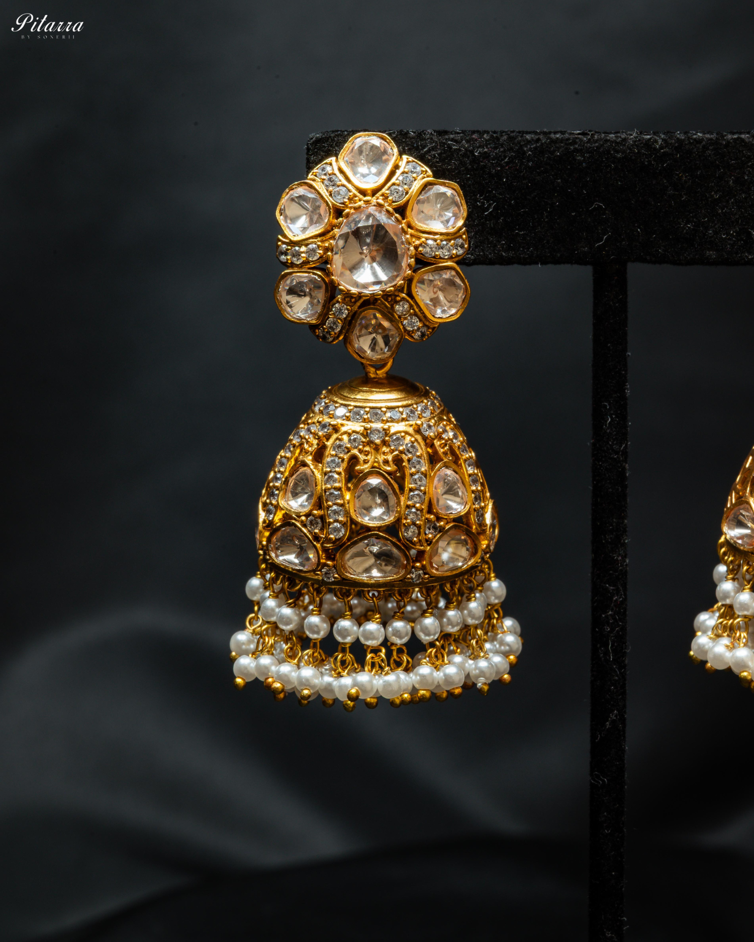 Gold Plated Meenakari Kundan Jhumka Earrings