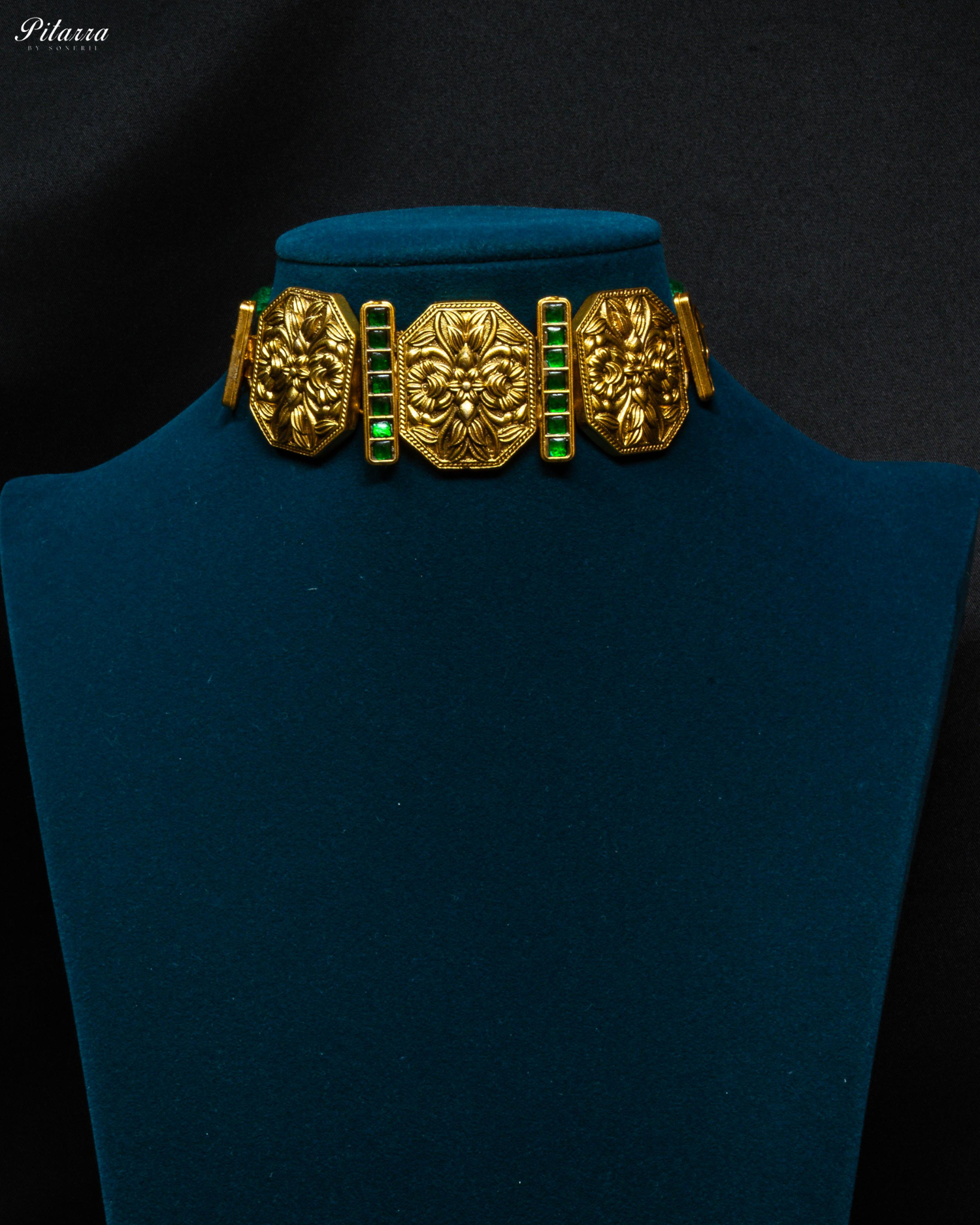 Green Golden Empress Guloband Choker Set