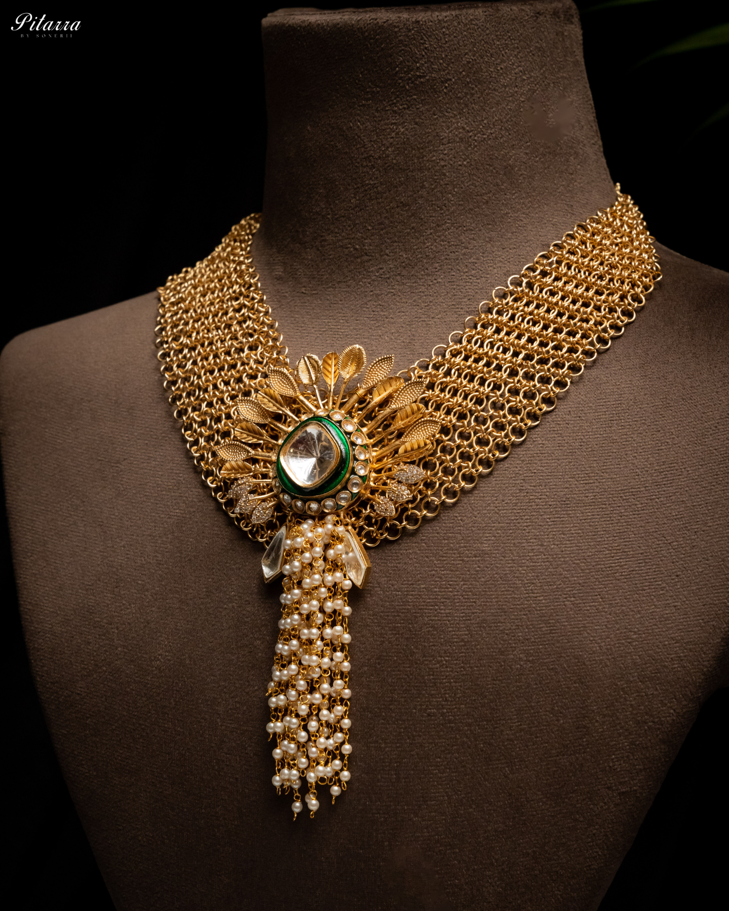White Crystal Indo Western Necklace Set