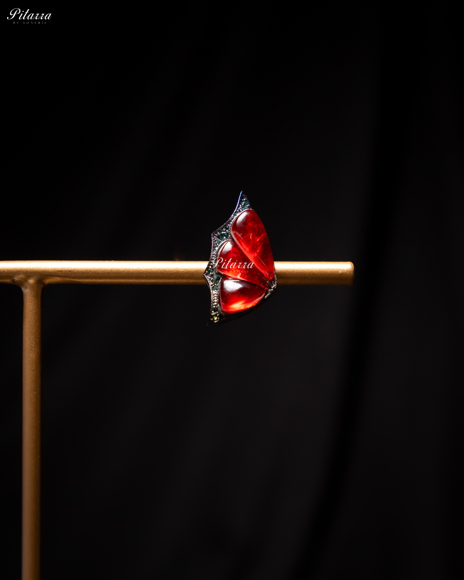 Red Wing Shape CZ Crystal Stud Earrings